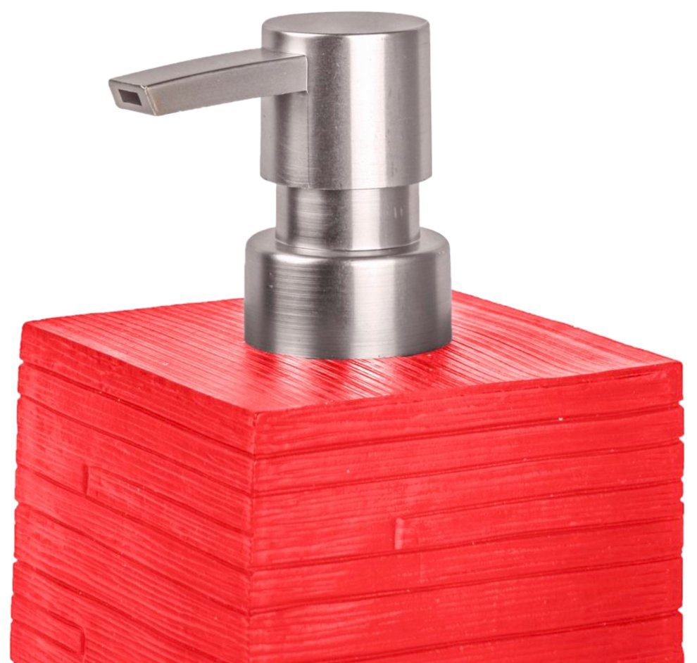 Sanilo Set badkameraccessoires Calero Red bestaand uit zeepdispenser en toiletborstel, geribbeld (combi-set, 2-delig)