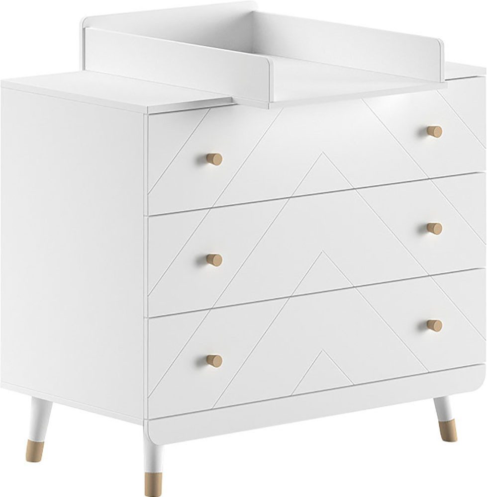 Vipack Babymeubelset 4-delig biedt alles voor uw kinderkamer, afwerking satin wit gelakt