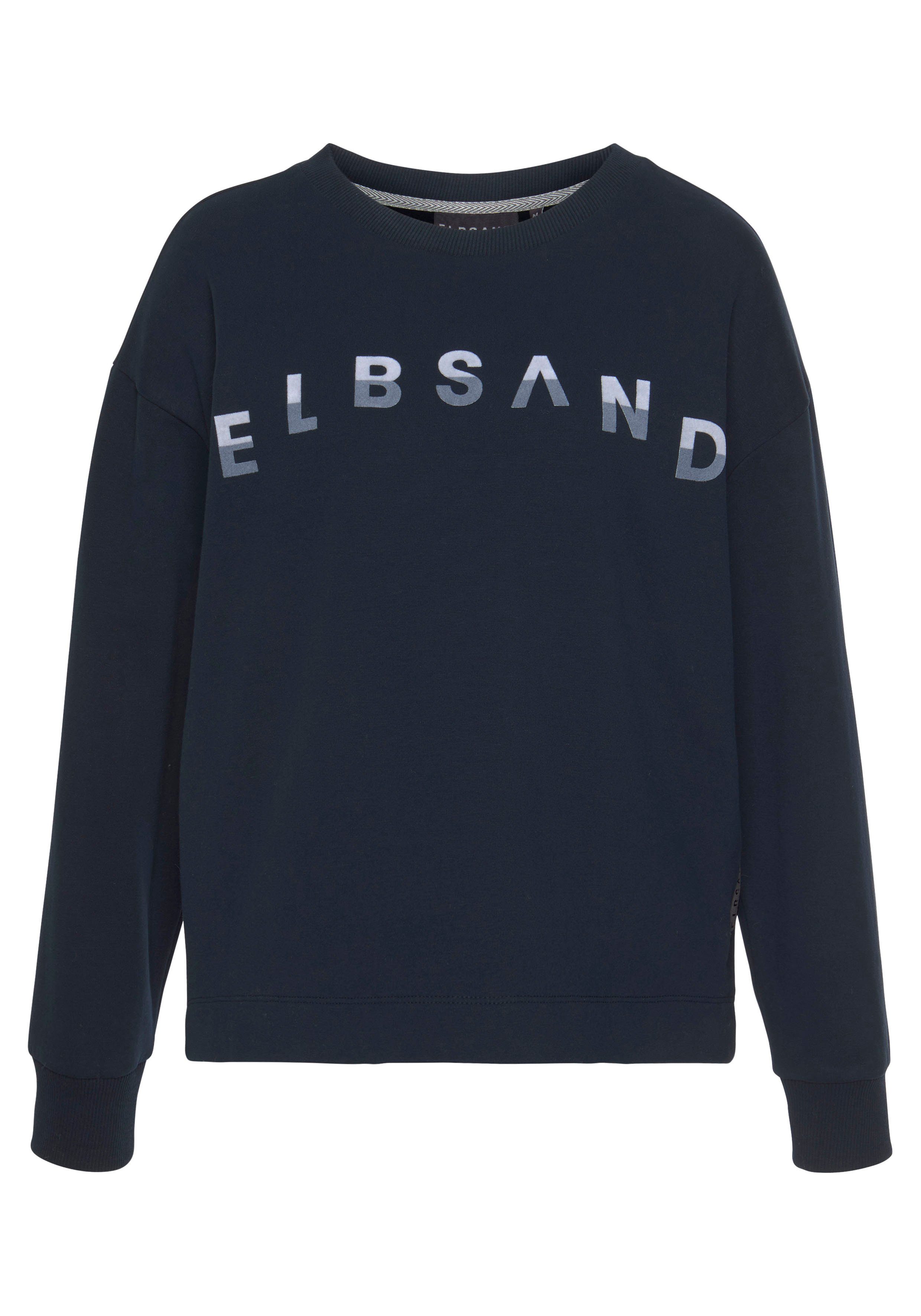 Elbsand Sweatshirt Sontje met flockprint aan de voorkant, sportief-casual