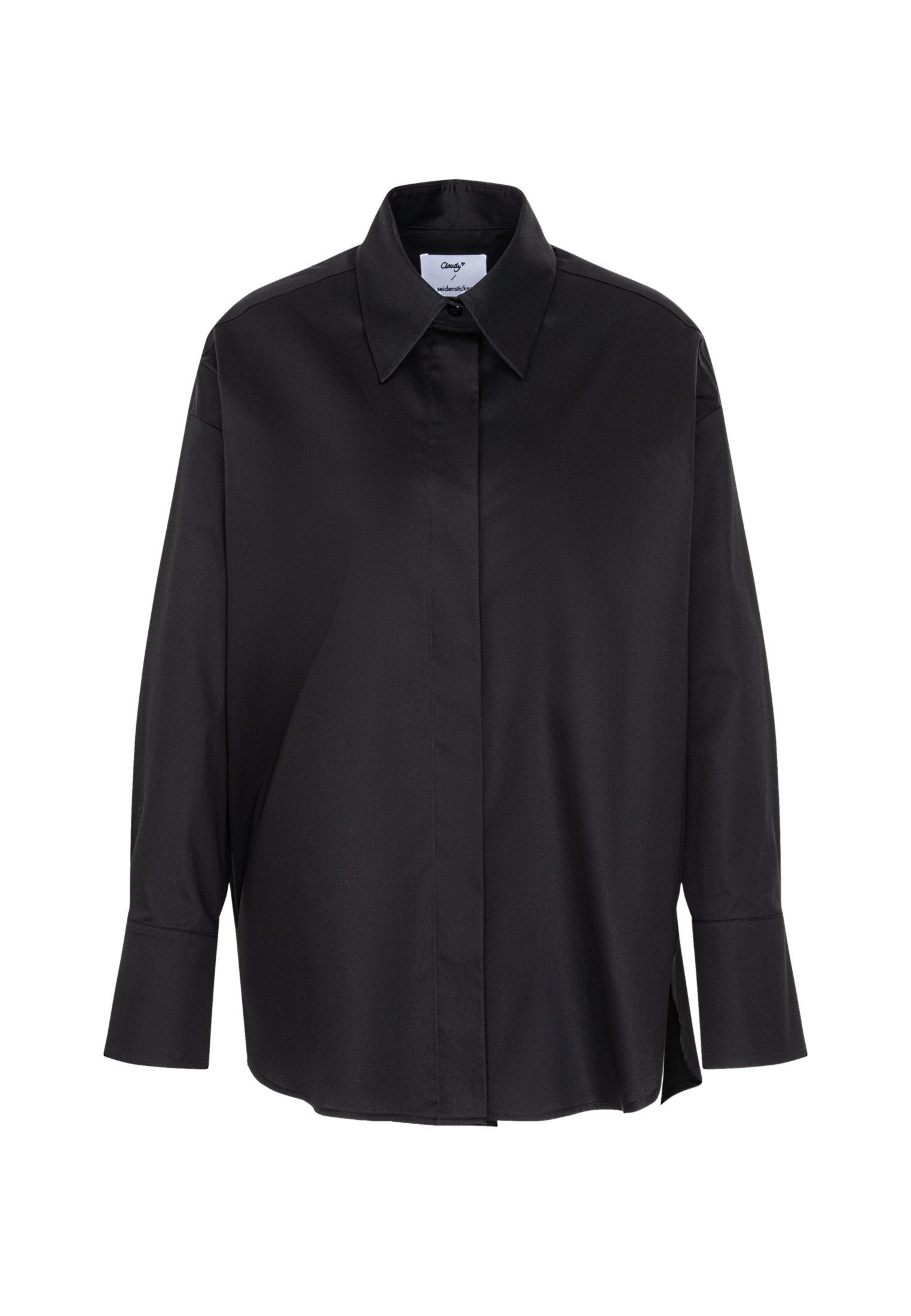 seidensticker Lange blouse Zwarte roos Lange mouwen kraag uni