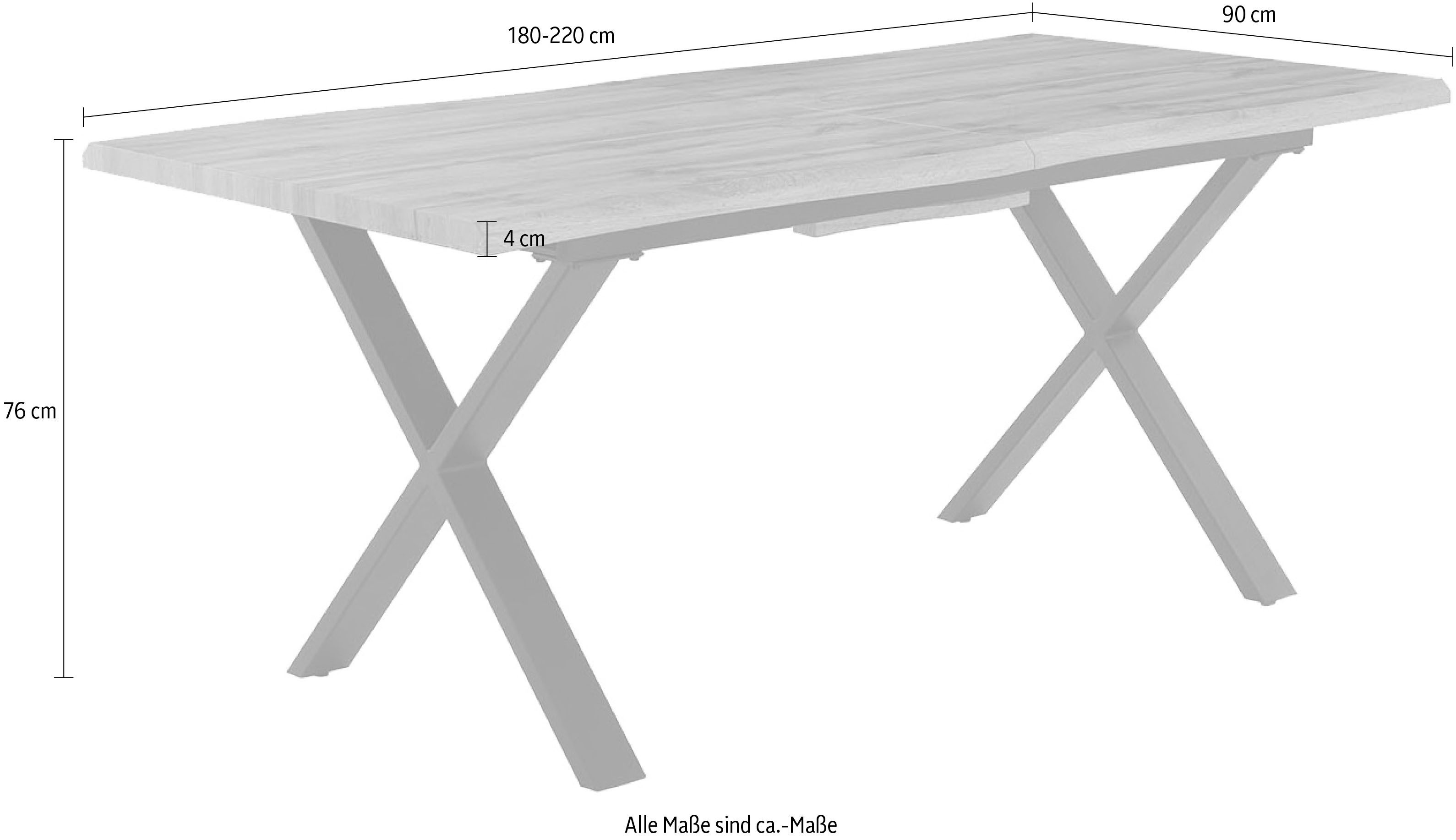 Jockenhöfer Gruppe Eettafel Martin Uittrektafel in boomrandlook, 2 maten