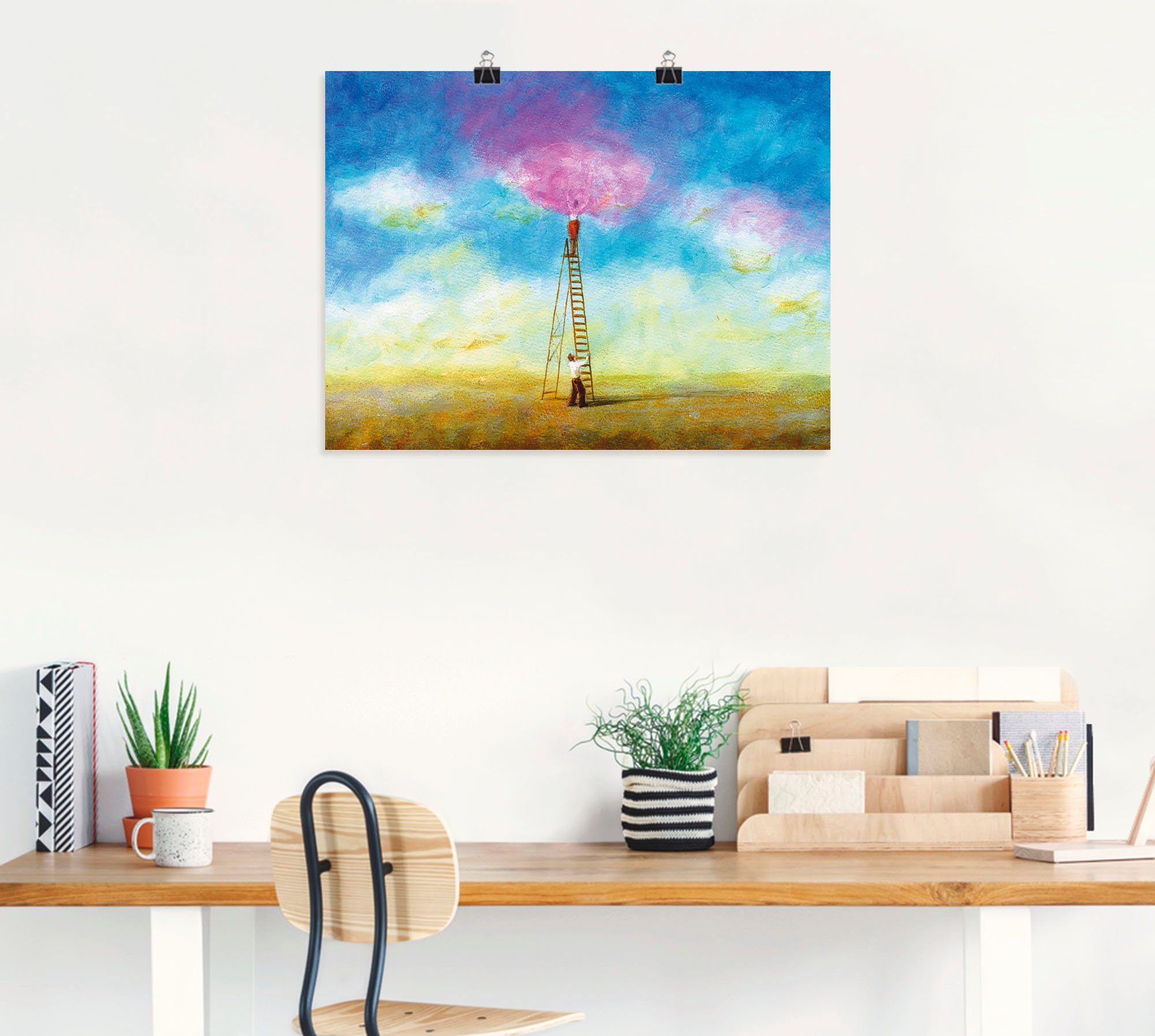 Artland Poster Rozerode wolk 1 als artprint op linnen, muursticker of poster in verschillende maten