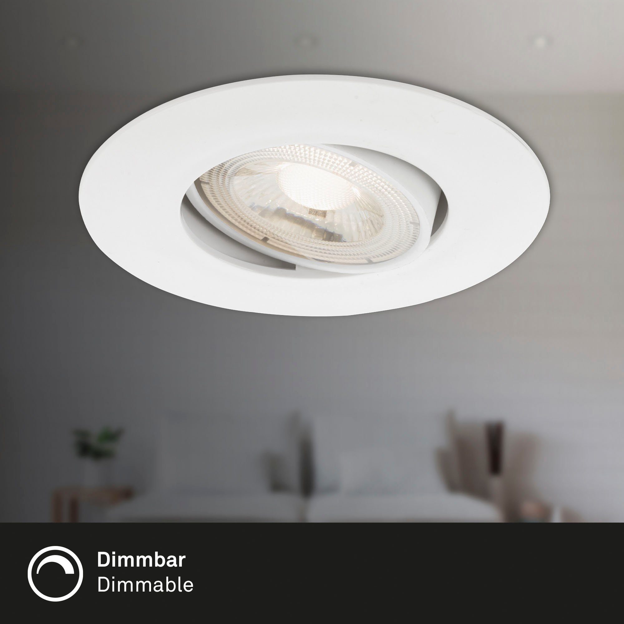 Briloner Leuchten Ledinbouwlamp 7048036 KULANA 3-pack, schijnwerpers draaibaar, traploos dimbaar, wit