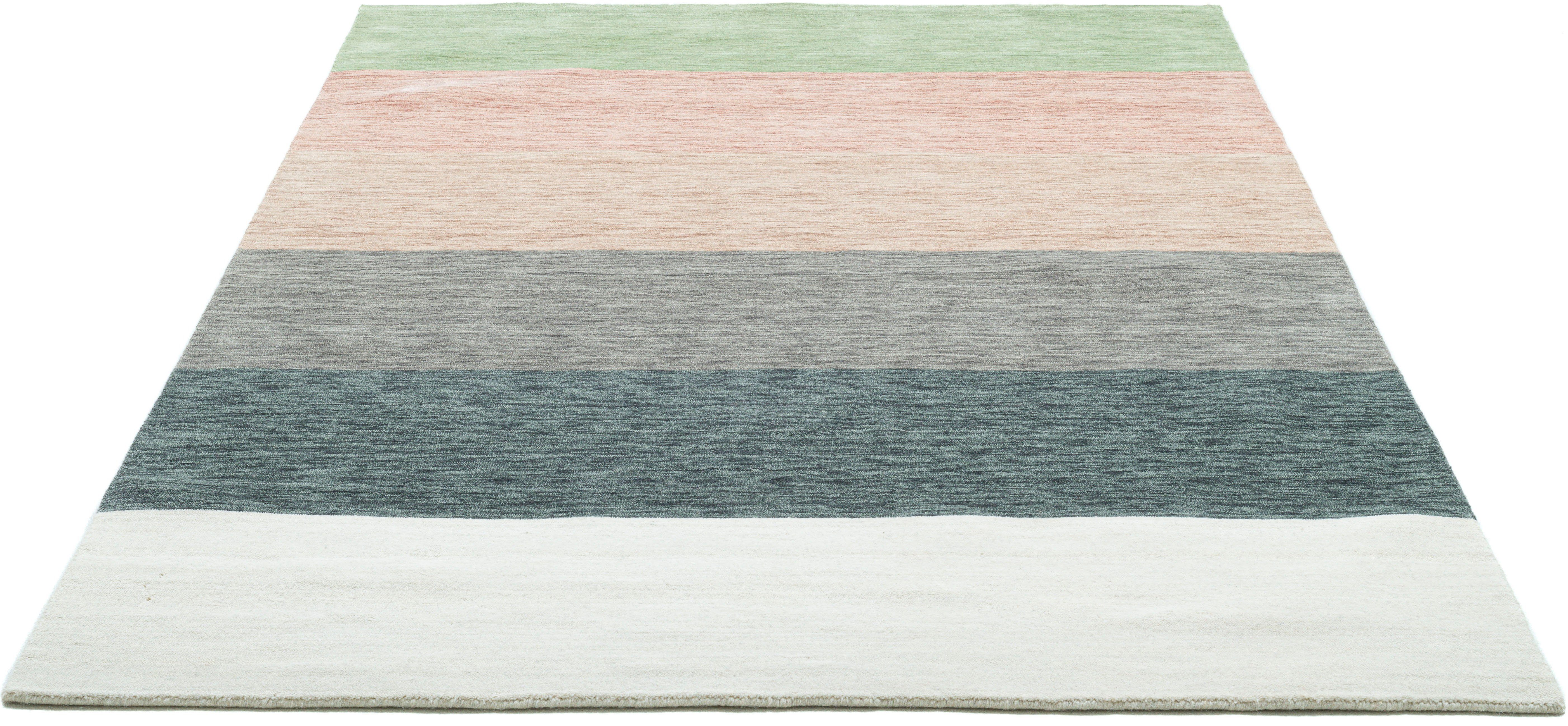 my home Wollen kleed Angern Handgeweven tapijt, gestreept, 100% wol, handgeweven, briljante kleuren