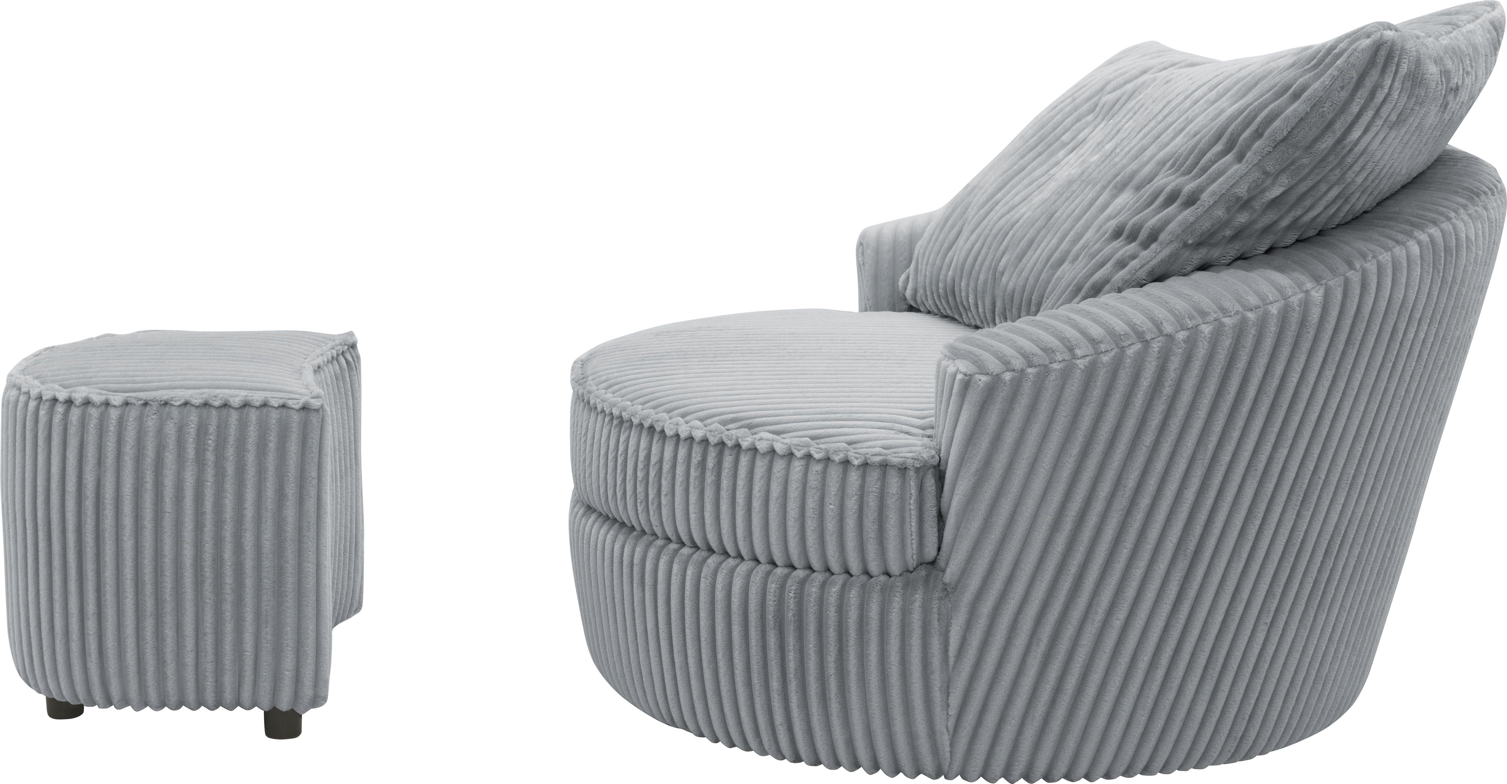 INOSIGN Draaibare fauteuil AMECA, relaxstoel met draaifunctie en poef, 122 x 126 x 76 cm (set, 2 stuks)