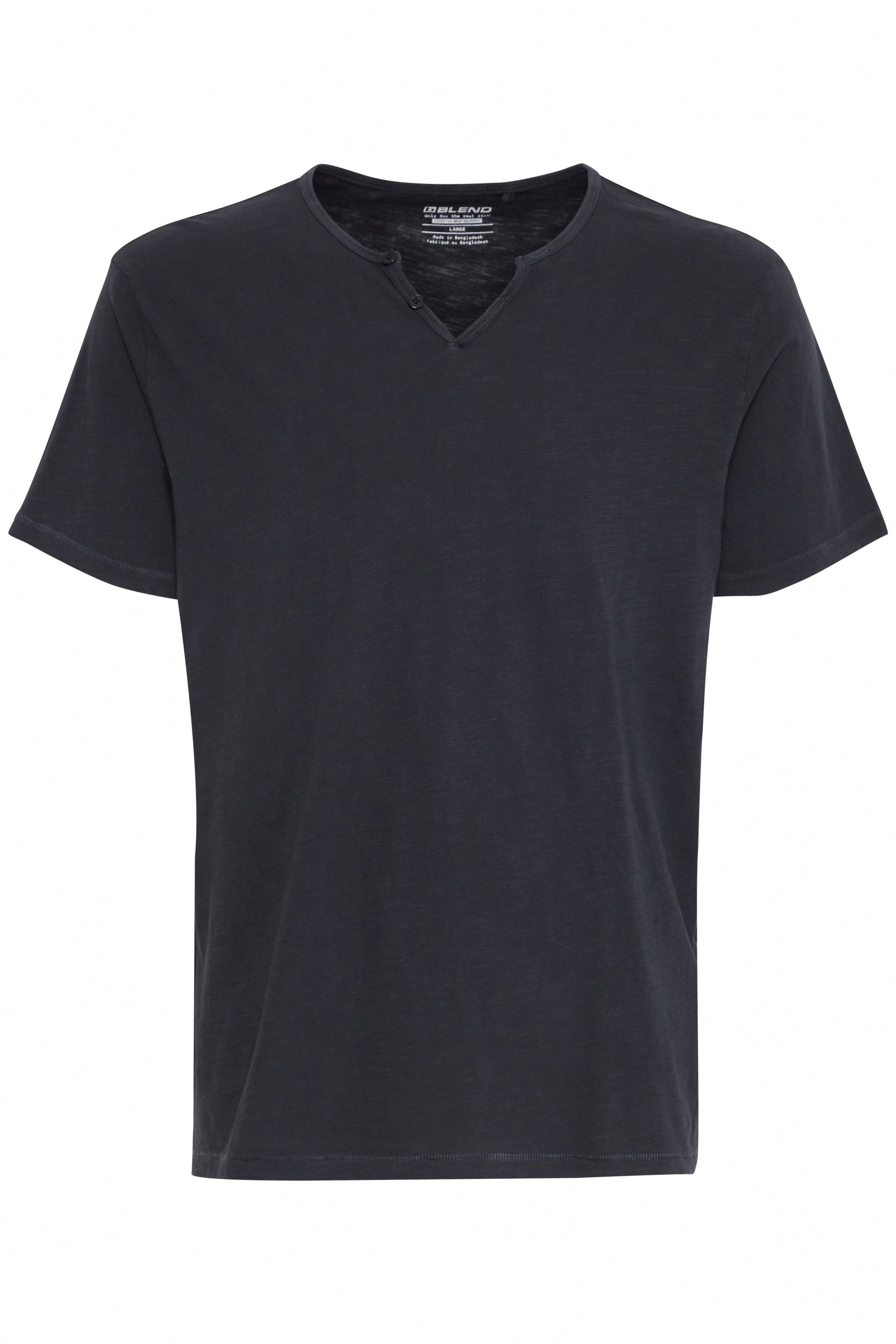 Blend T-shirt BHAshton split neck tee heren t-shirts maat M zwart