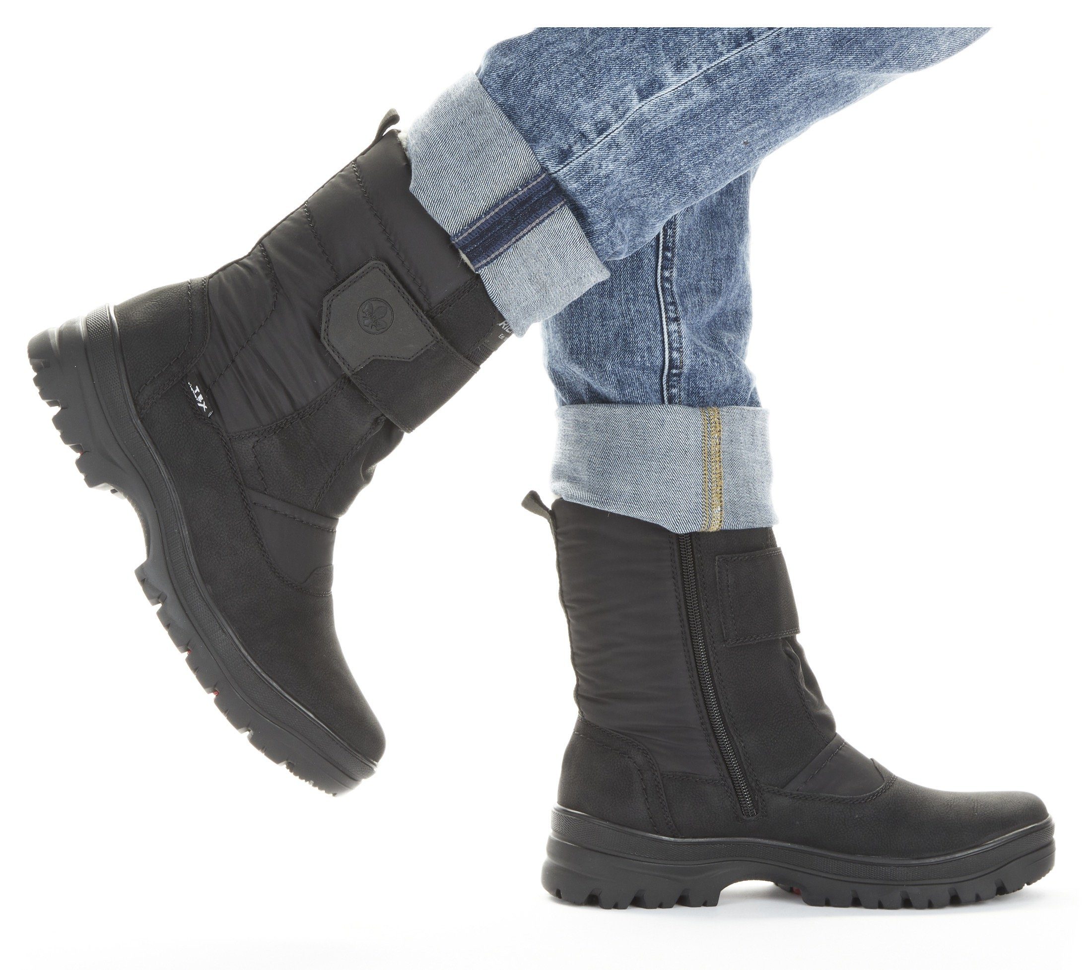 Rieker Winterlaarzen velcro boots with lambswool lining, flip grip sole and tex membrane