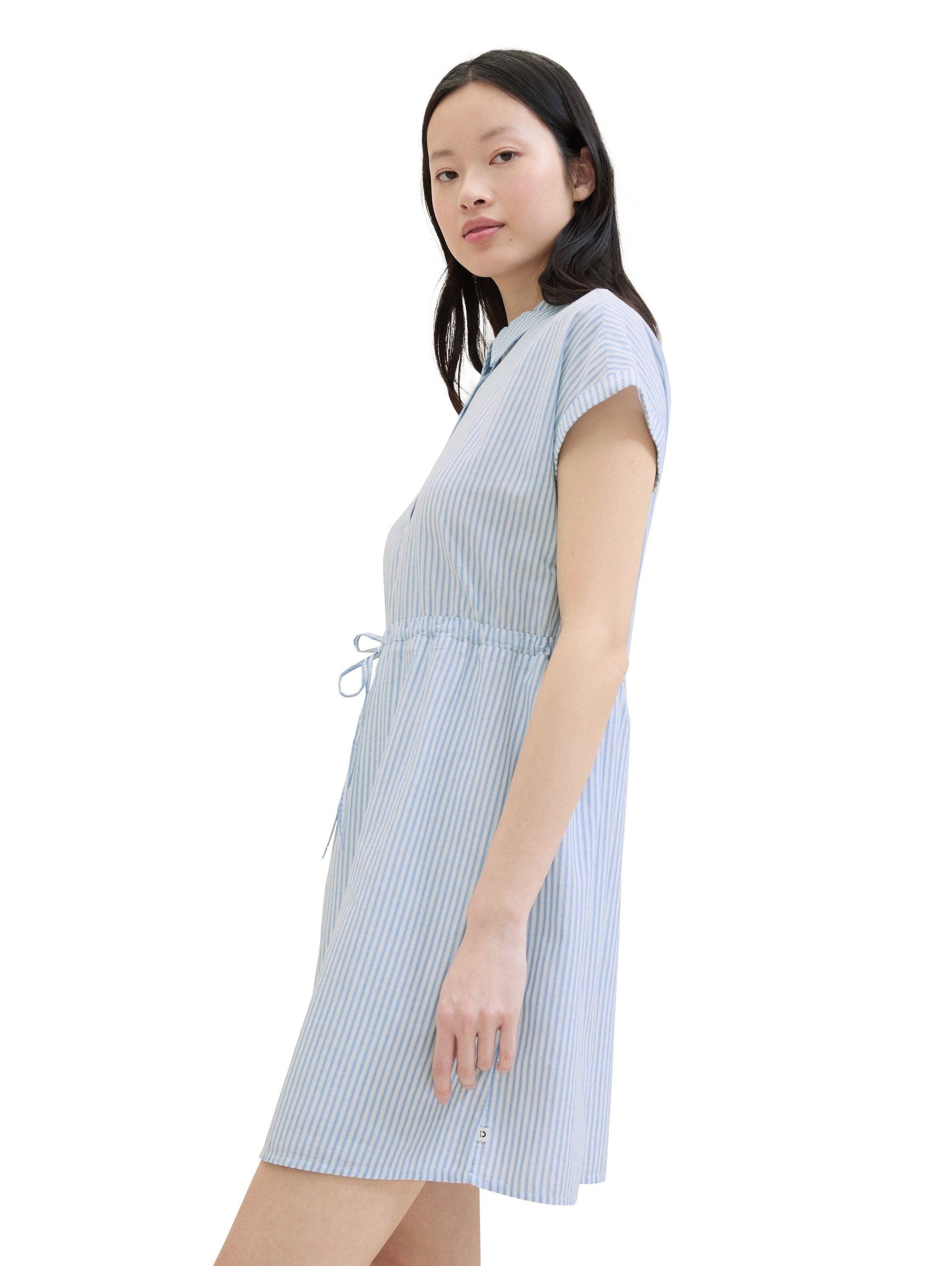 Tom Tailor Denim Overhemdjurk van viscose met streepmotief