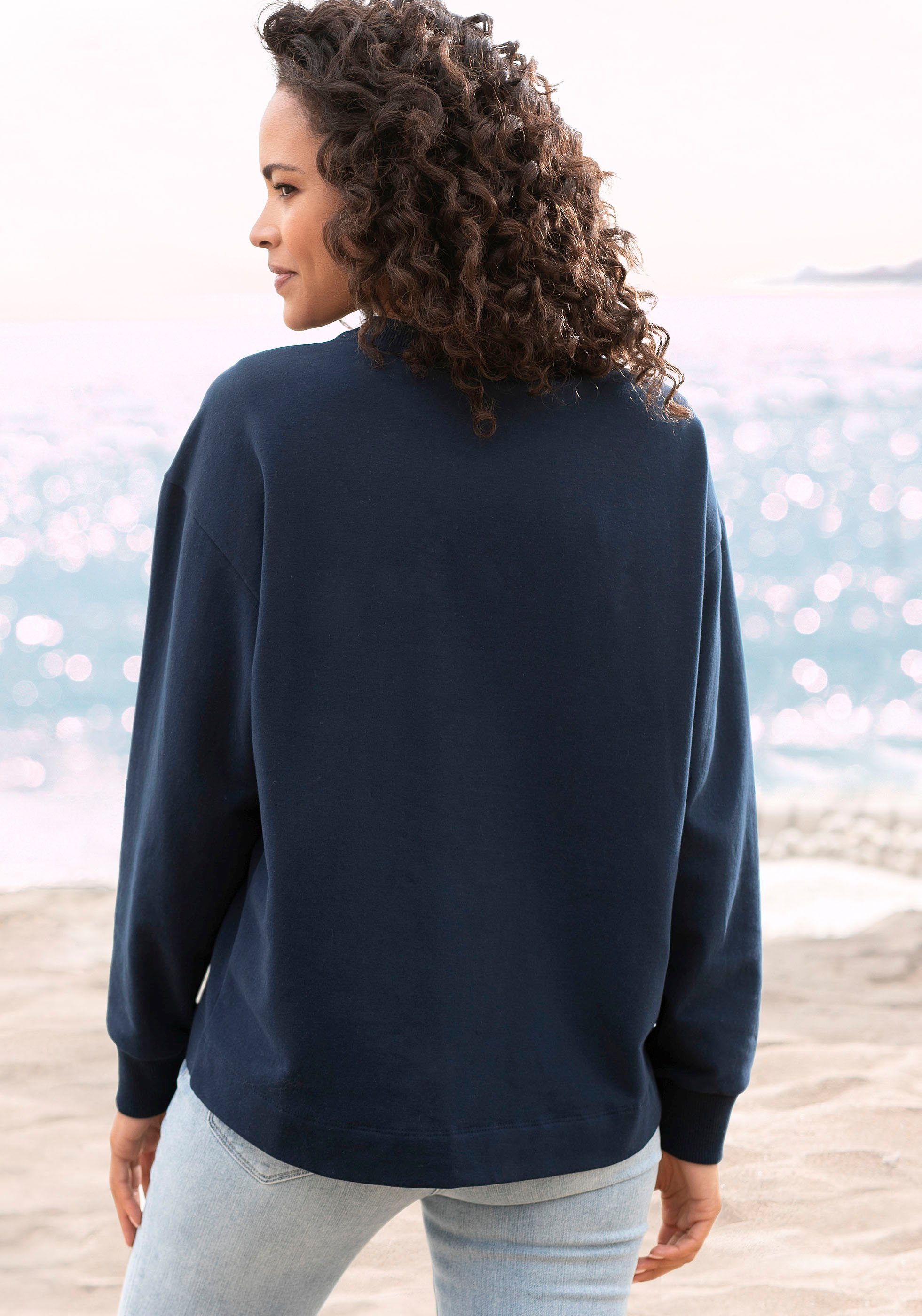 Elbsand Sweatshirt Sontje met flockprint aan de voorkant, sportief-casual