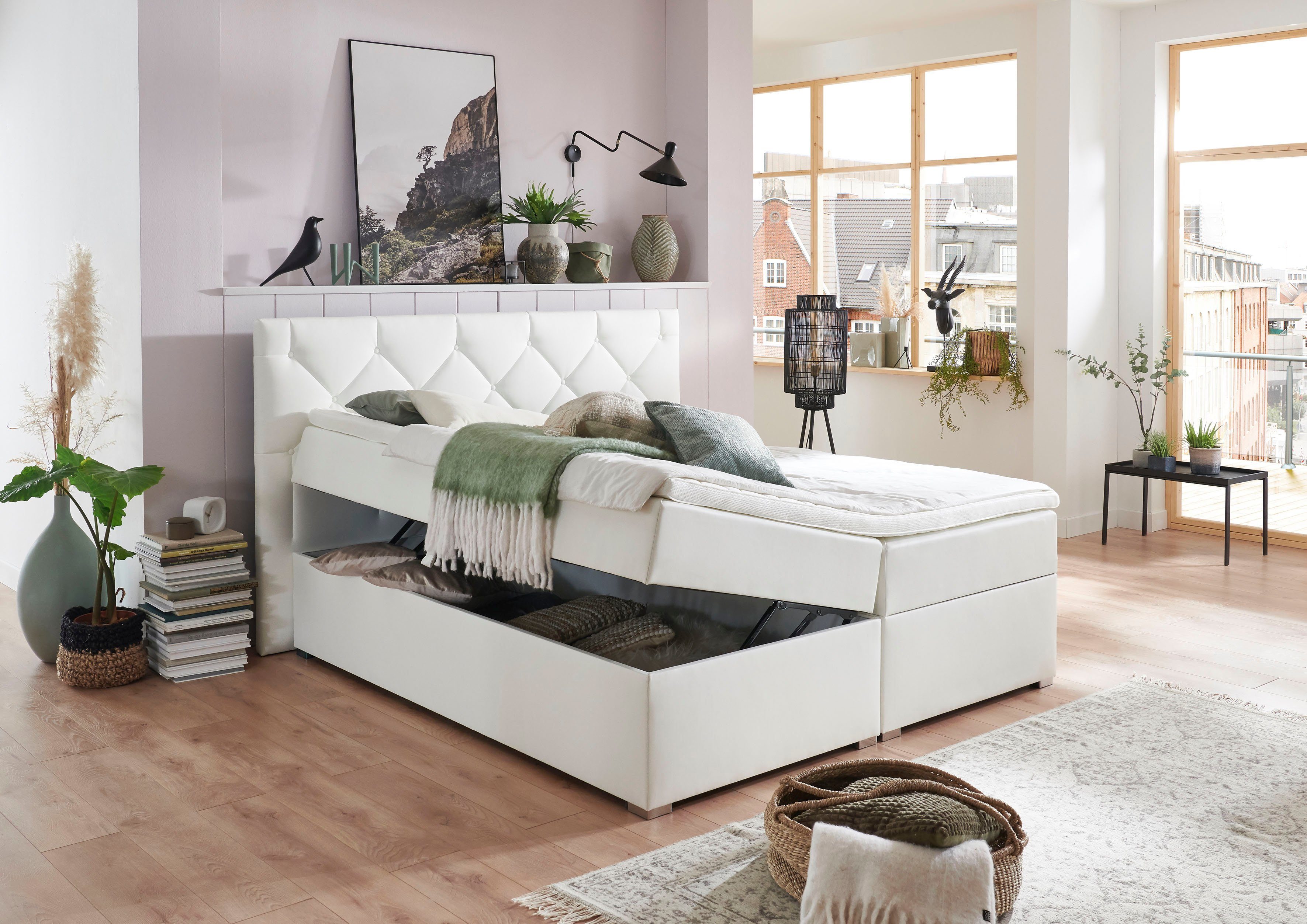 ATLANTIC home collection Boxspring Meike met xxl bedstee en topper