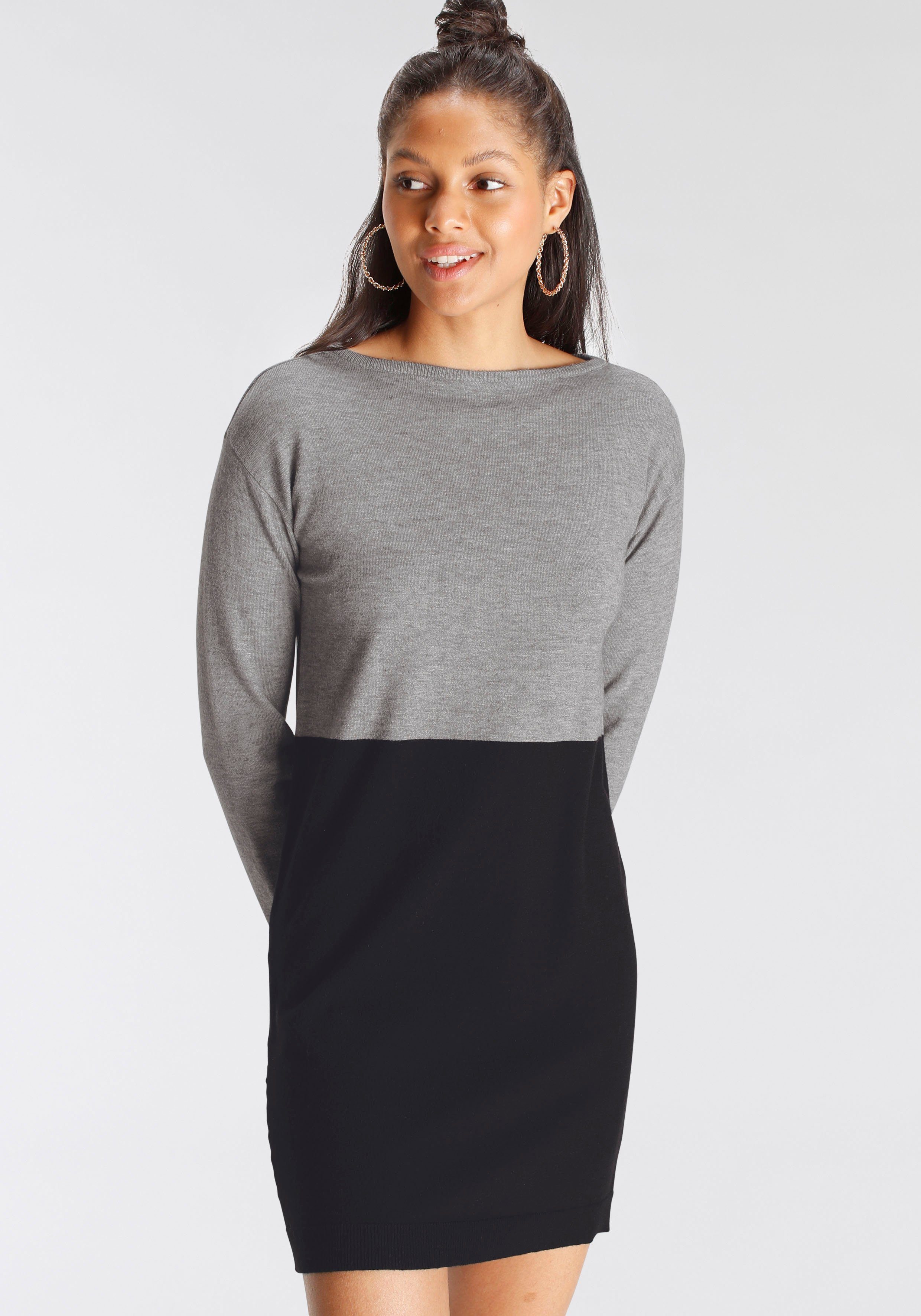 AJC Gebreide jurk knie-vrij, casual, van viscose, polyamide en polyester, langarm