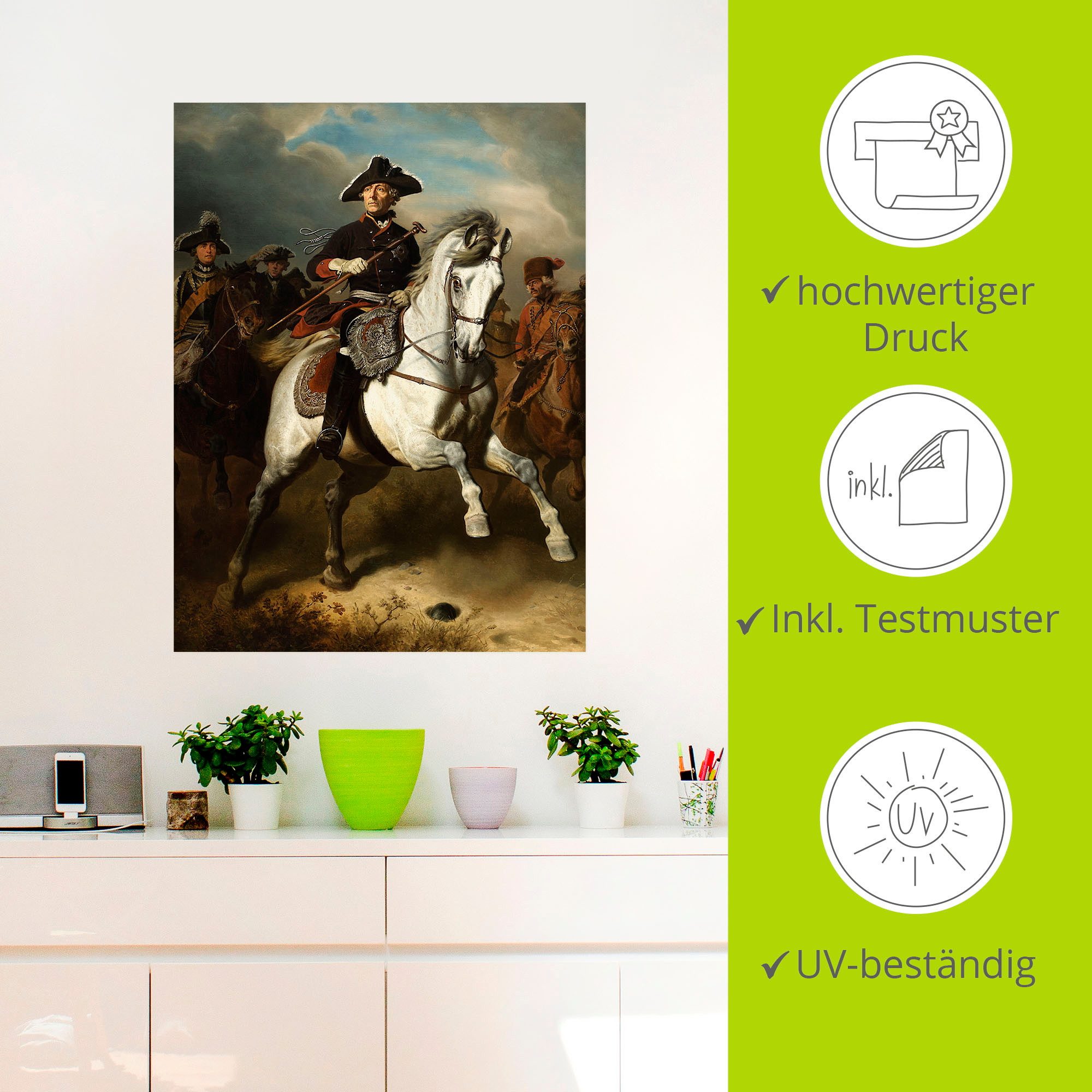 Artland Artprint Frederik De grote te paard. 1861 als artprint op linnen, poster, muursticker in verschillende maten
