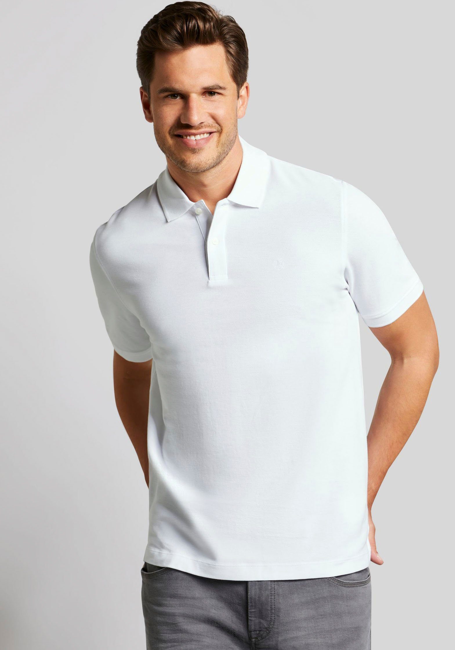 Bugatti Poloshirt met geborduurd logo heren poloshirts maat XL wit