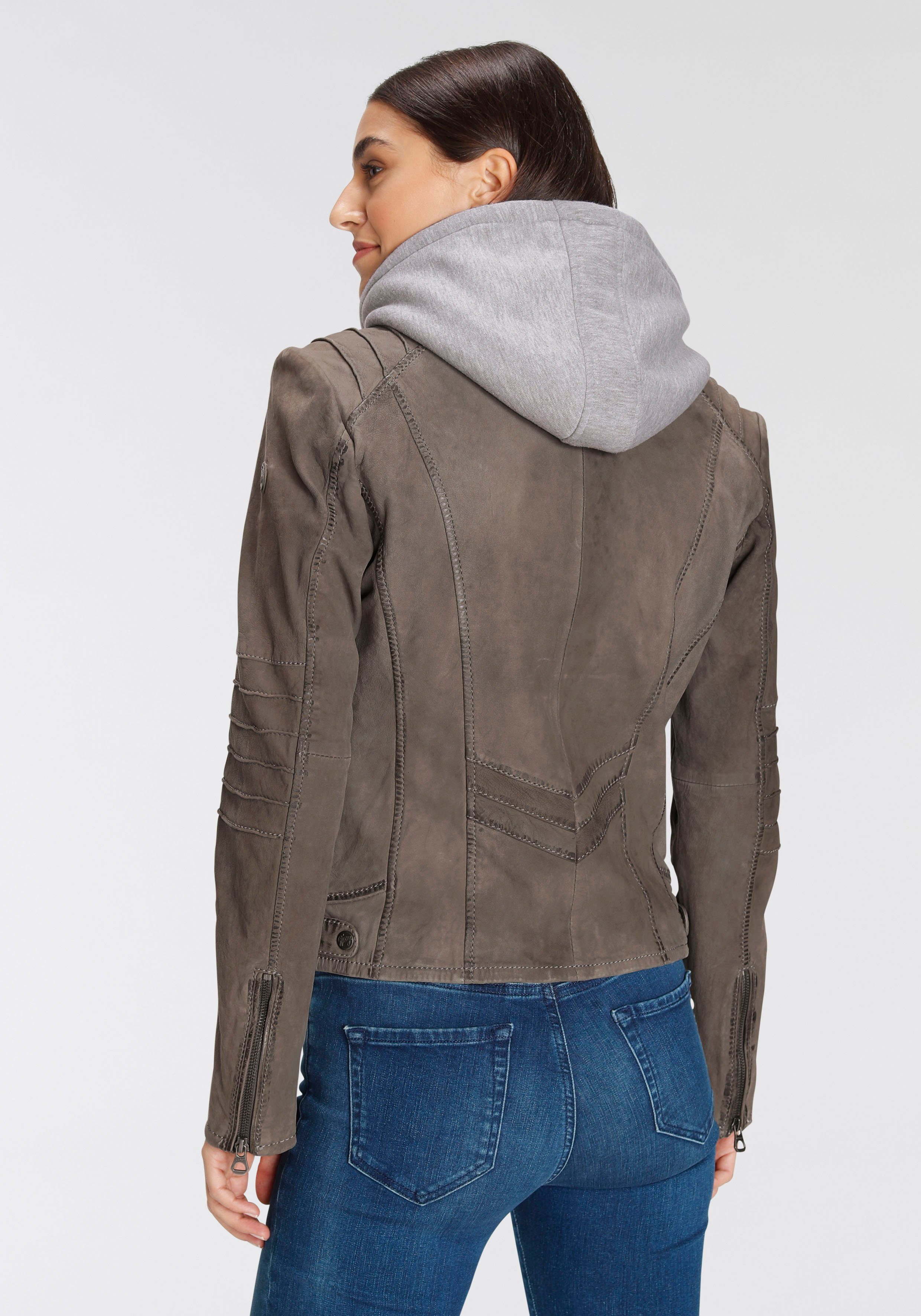 Mauritius Leren jack NOLAH Two-in-one stijl - met een afneembare jerseycapuchon