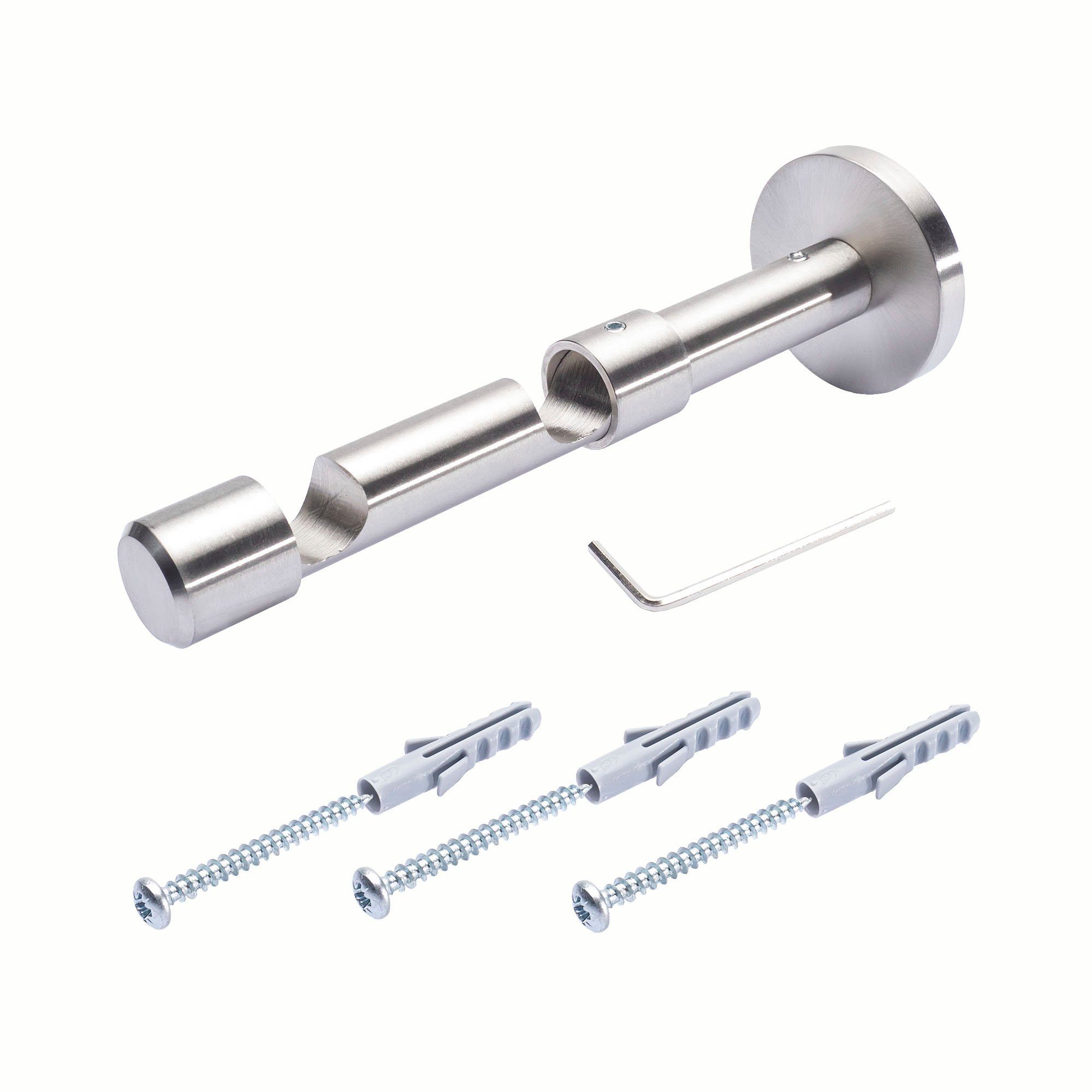 Liedeco Gordijnroedehouder Dubbele steun, steun 2-sporig met schroefdop voor 16 mm gordijnroeden (1 stuk)