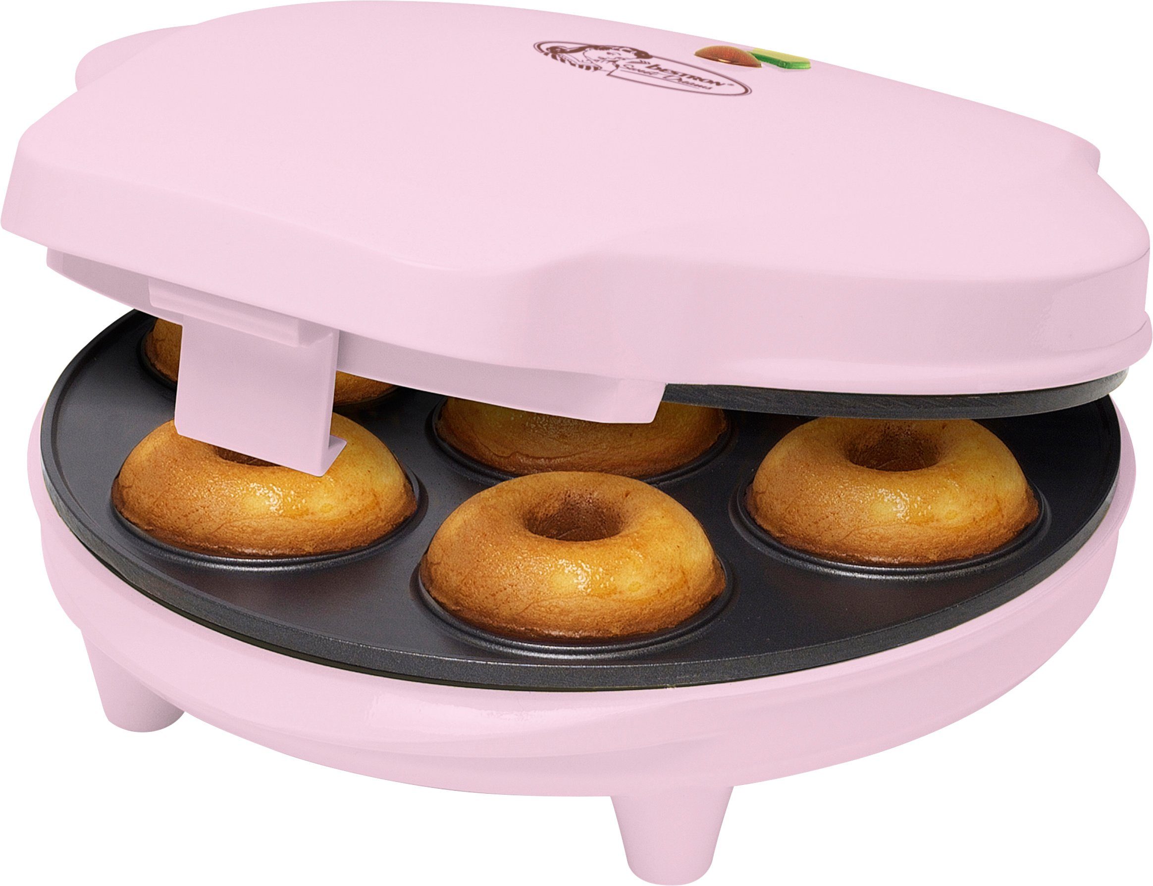 bestron Wafelijzer Donutmaker ADM218SDP in retrodesign, sweet dreams, antiaanbaklaag, roze