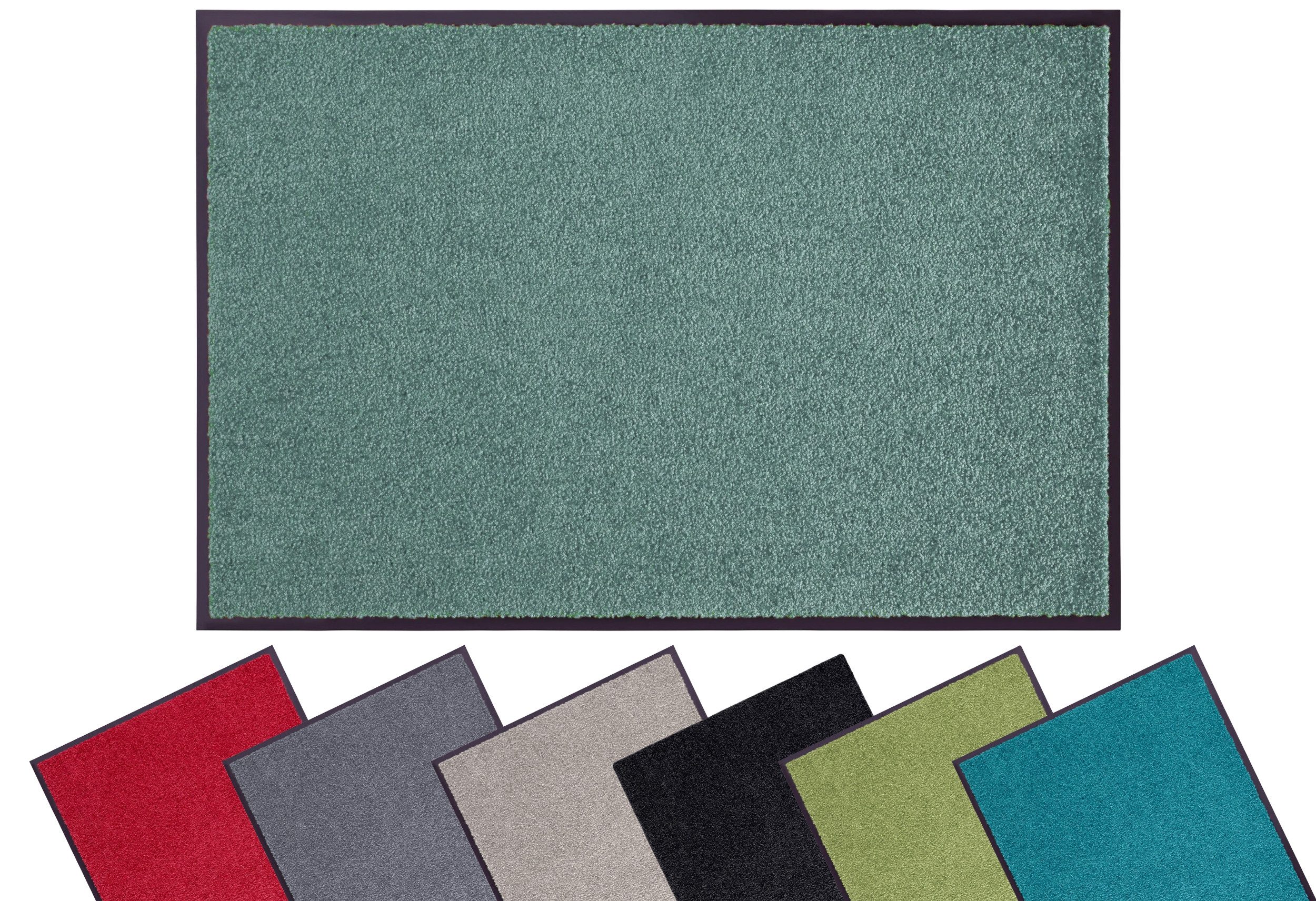 my home Mat Clean & Walk Vuilopvangmat, deurmat, in- en uitwendig, tapijt, loper, wasbaar deurmatten maat 150 cm x 90 cm x 7 mm groen