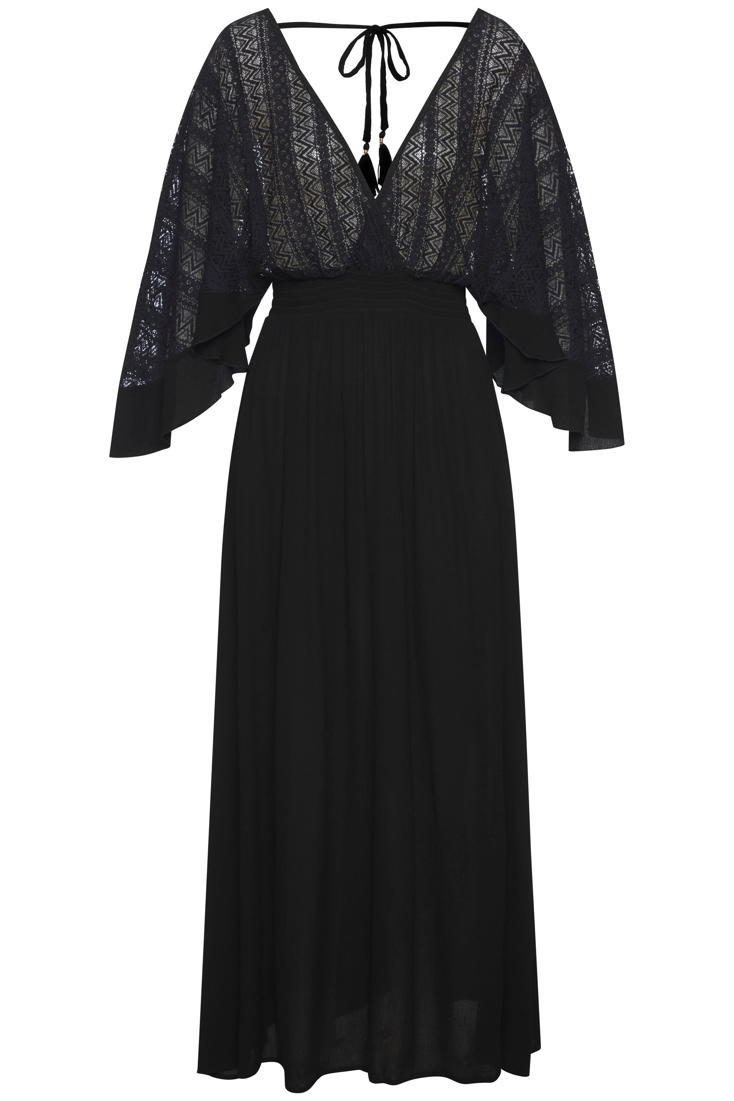 Lascana Maxi-jurk met smokband dames maxi-jurken maat 38 zwart