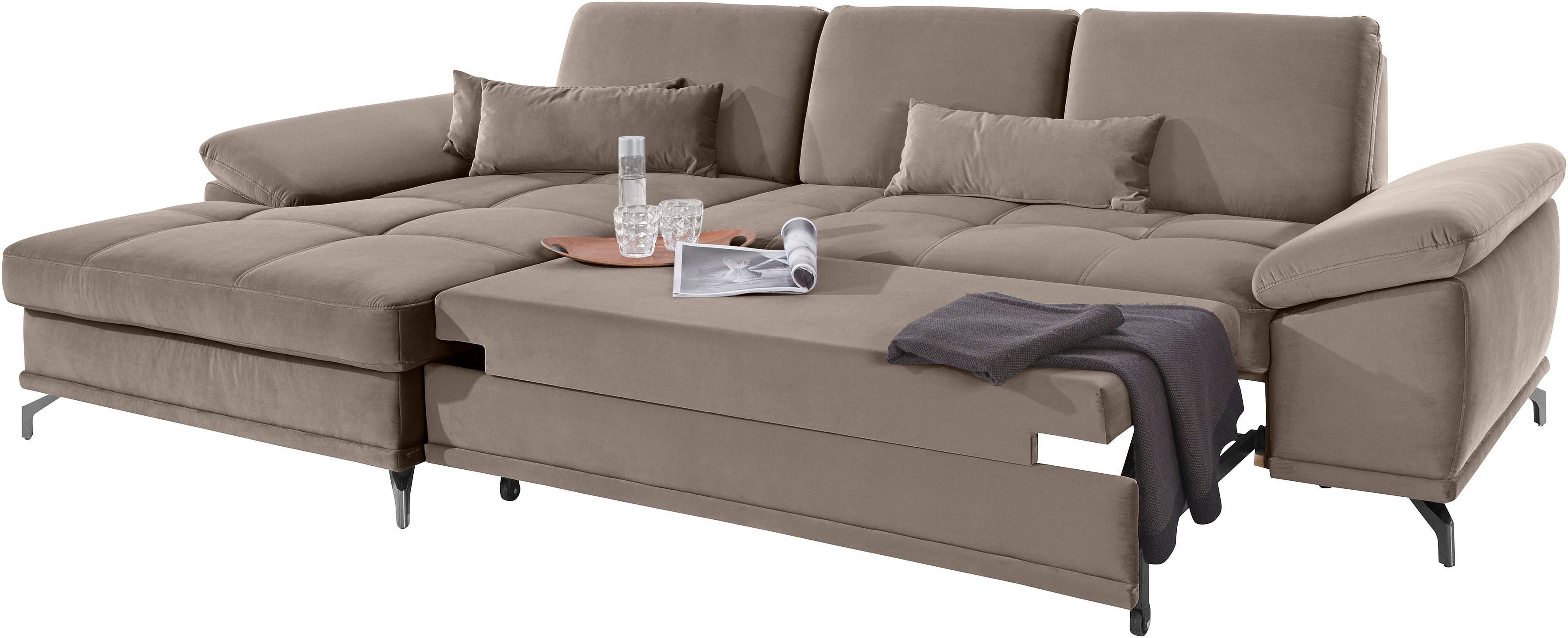 Places of Style Hoekbank Costello L-vorm, met zitdiepteverstelling, armleuningverstelling en