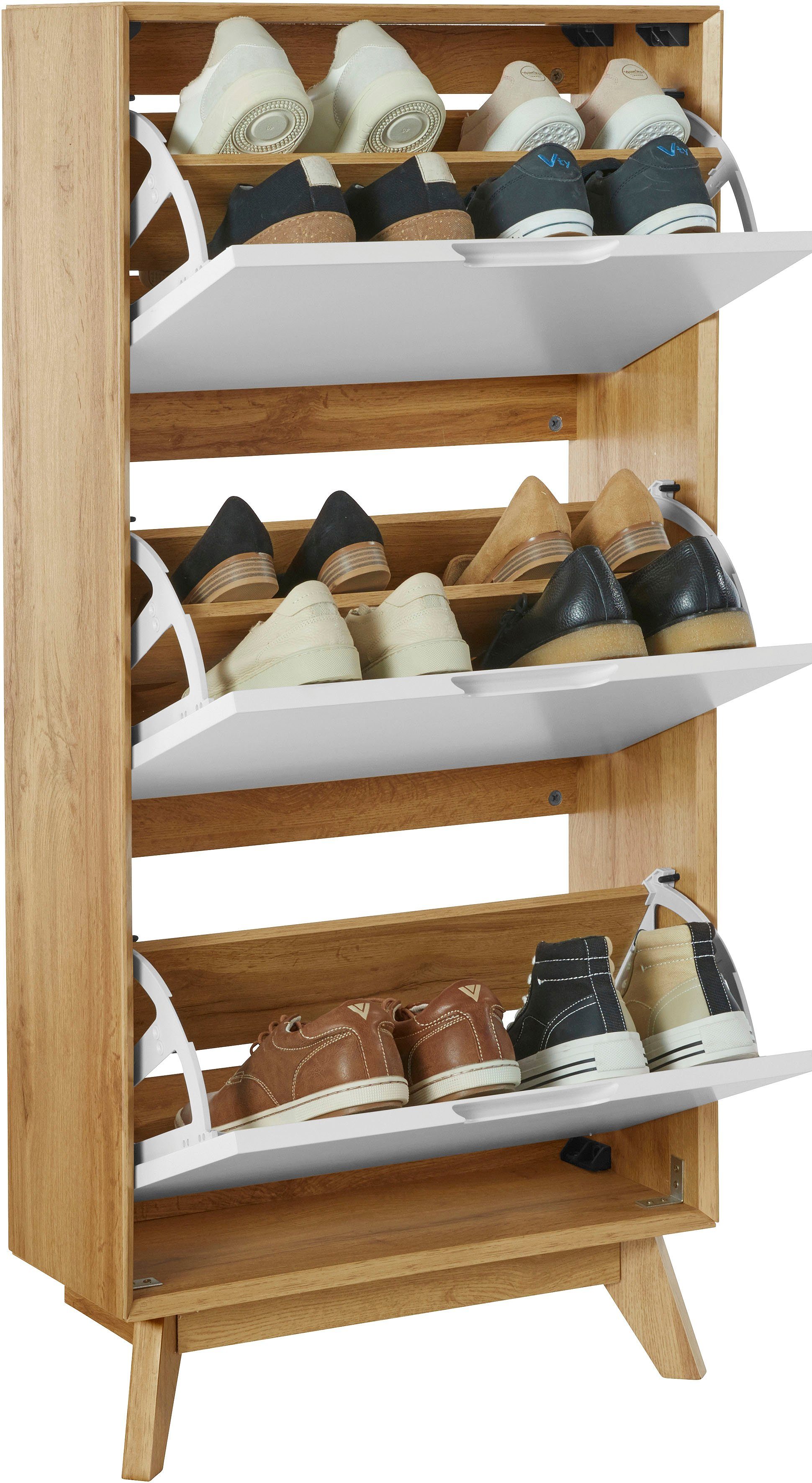 andas Schoenenkast Pandrup met 3 kleppen, ca. 5 paar schoenen per klep, hoogte 125 cm