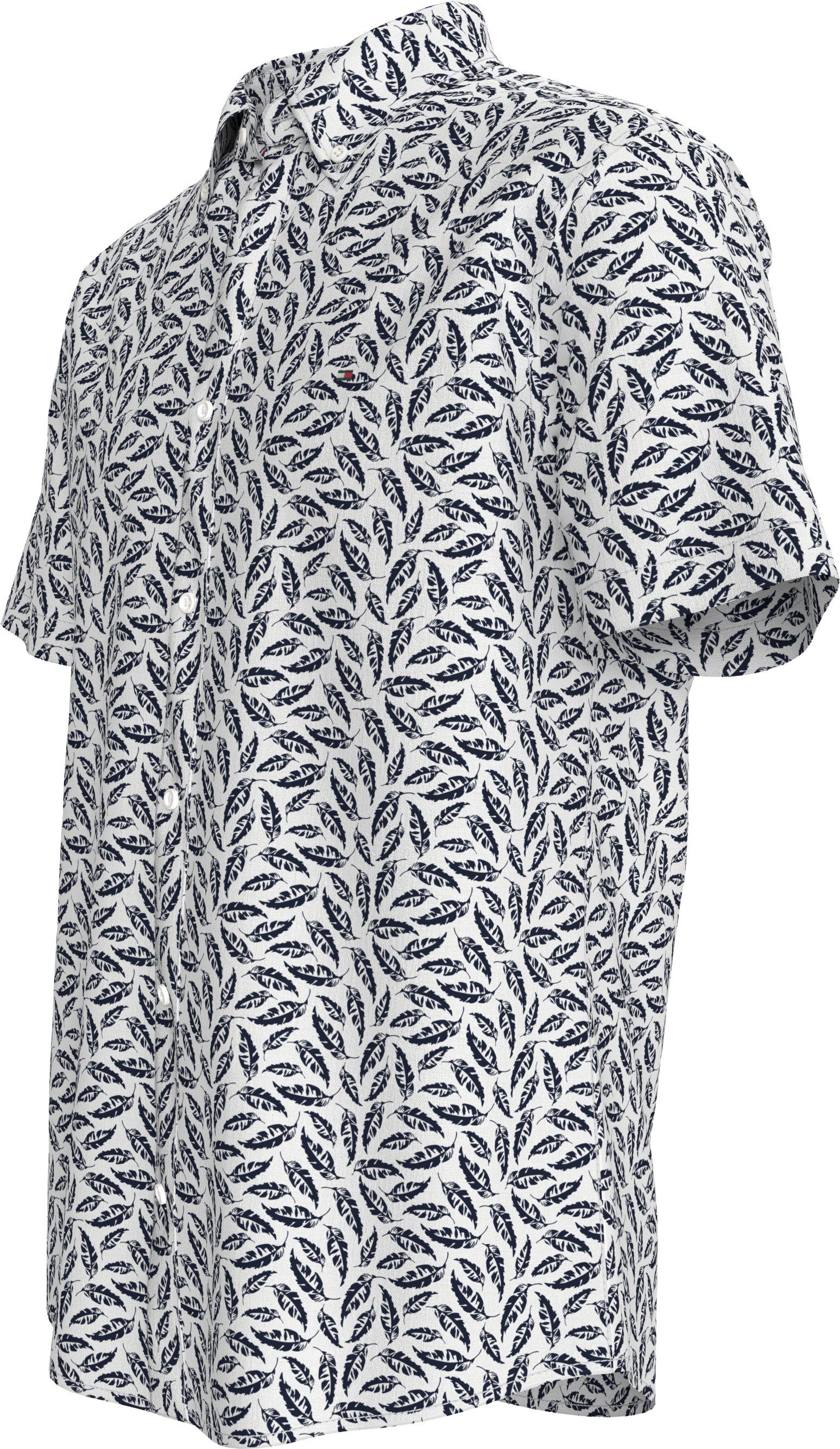 Tommy Hilfiger Overhemd met korte mouwen LINEN BLEND PRINT S/S RF SHIRT modieuze print, met linnen aandeel
