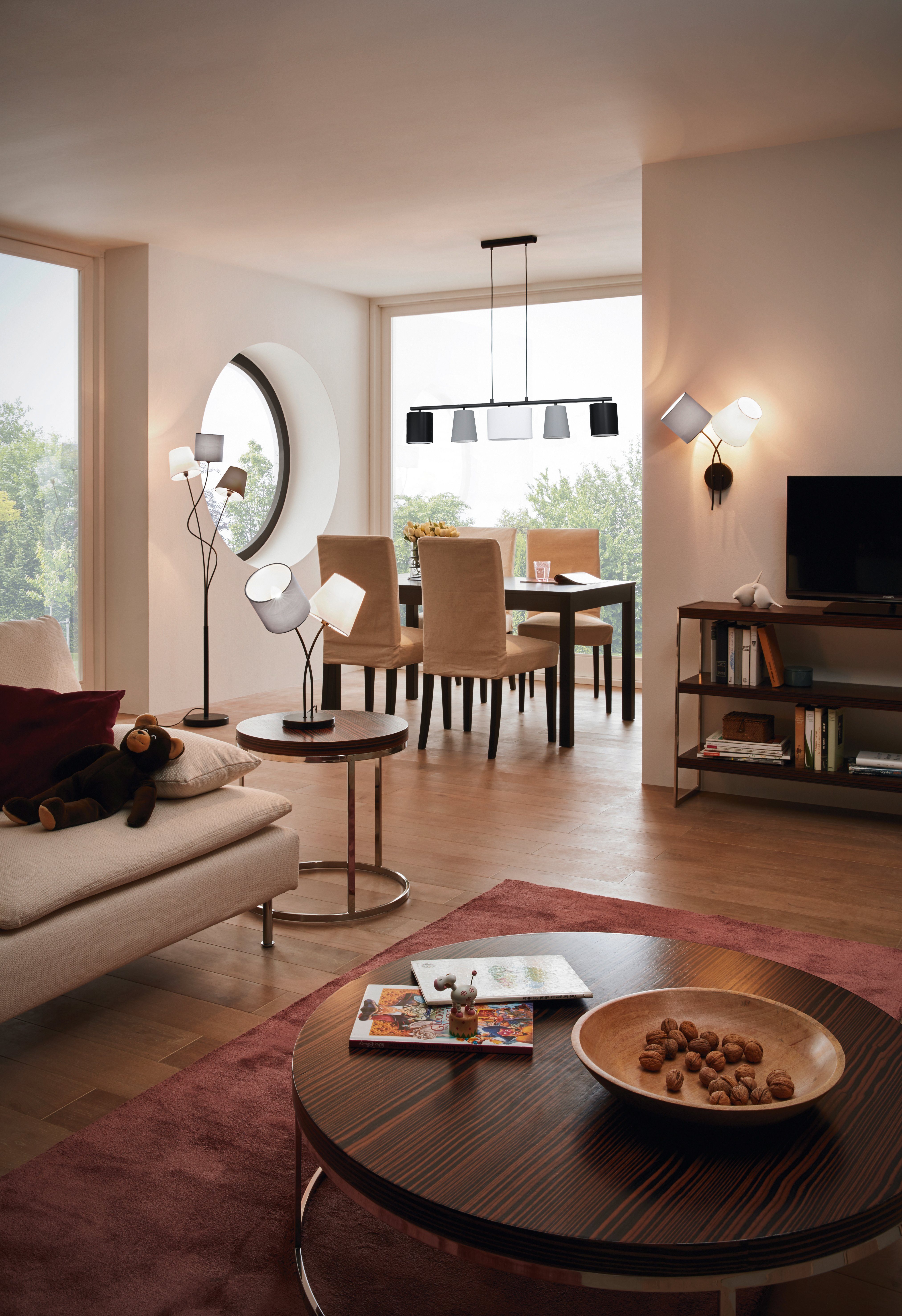 EGLO Wandlamp ALMEIDA zwart / l 42 x h 45,5 x b 19cm / wandlamp van stof