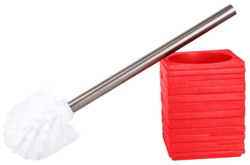 Sanilo Set badkameraccessoires Calero Red bestaand uit zeepdispenser en toiletborstel, geribbeld (combi-set, 2-delig)