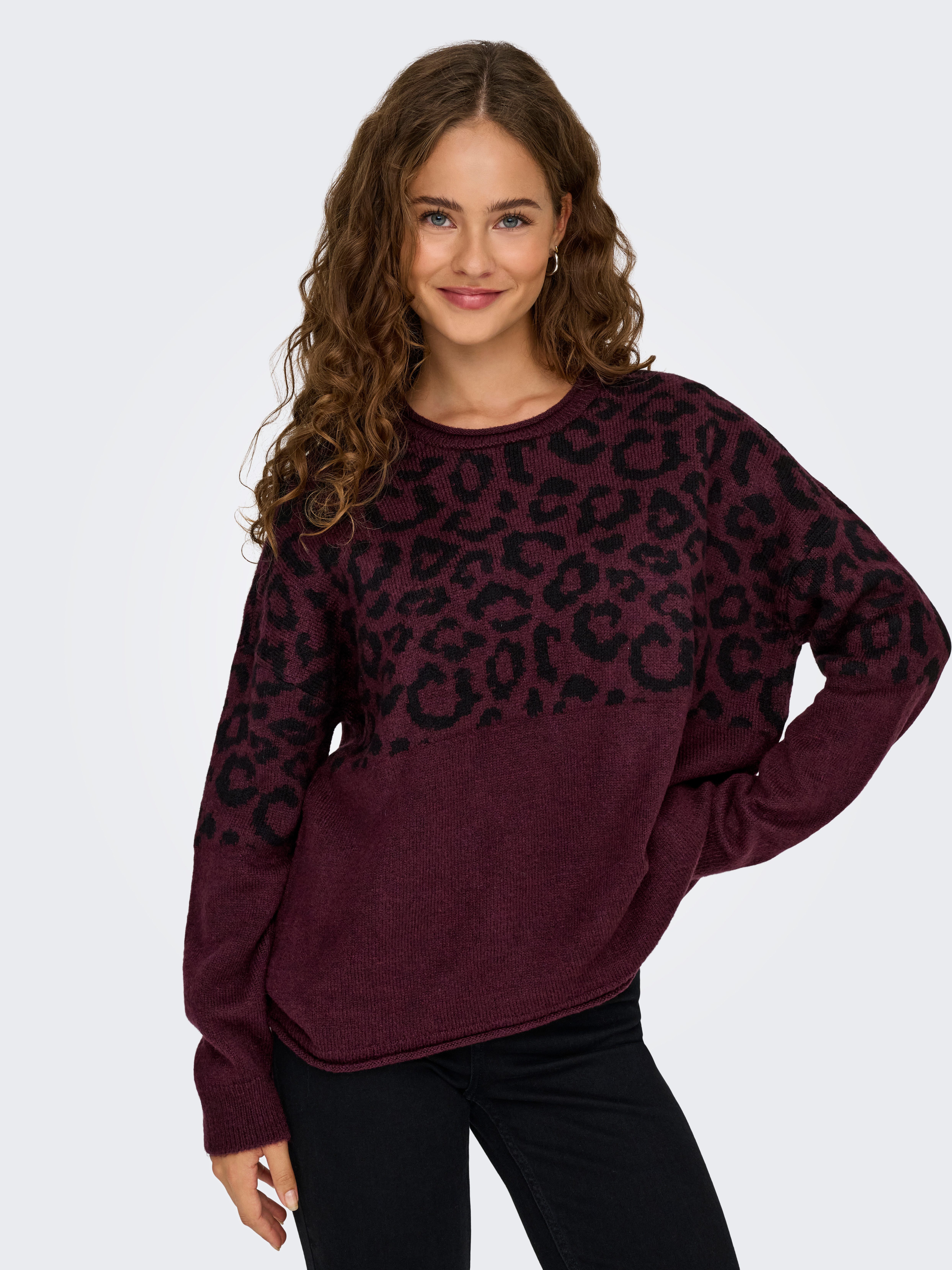 Only Trui met ronde hals ONLJADE ANIMAL LS O-NECK NOOS KNT