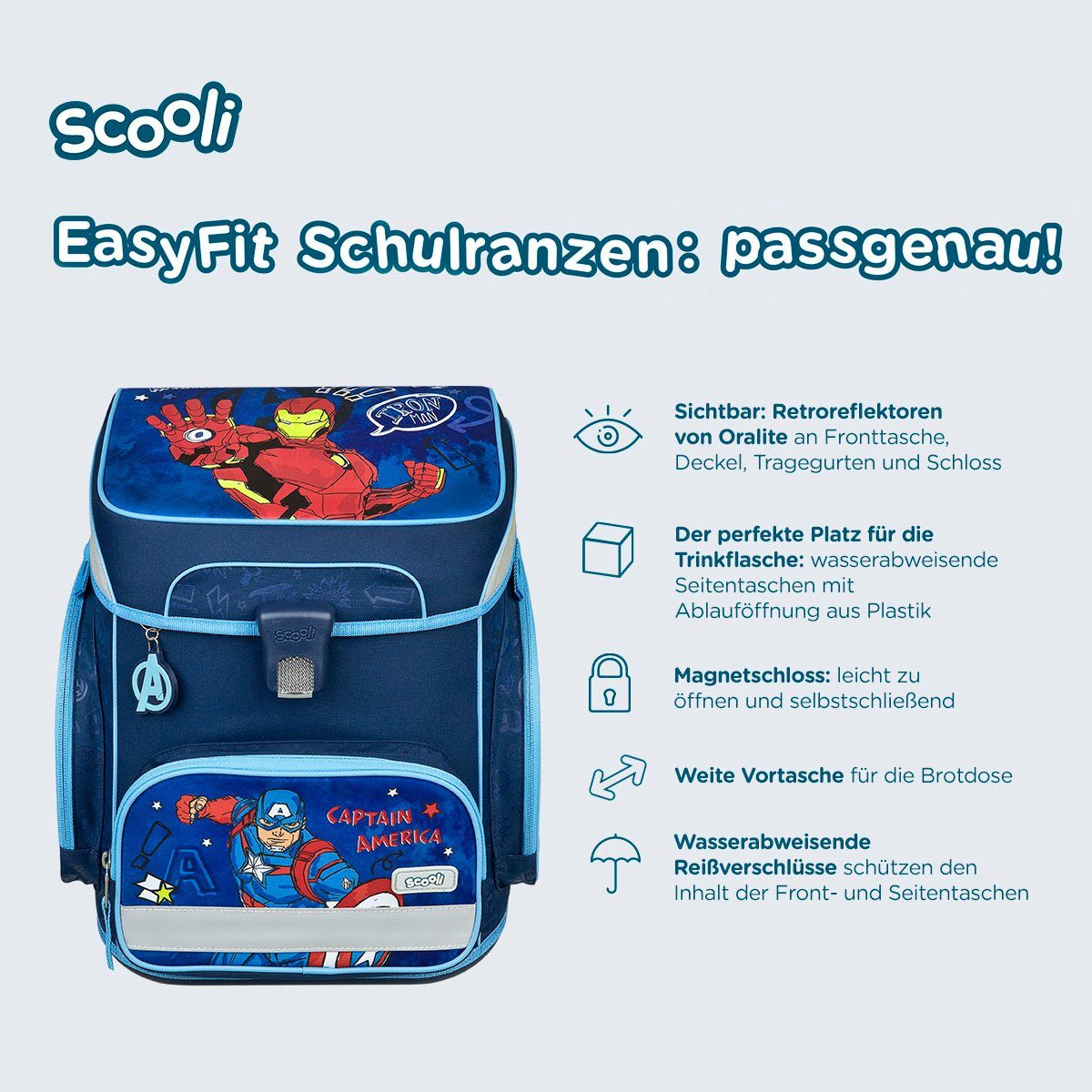 Scooli Schooltas EasyFit, Avengers (5-delig)