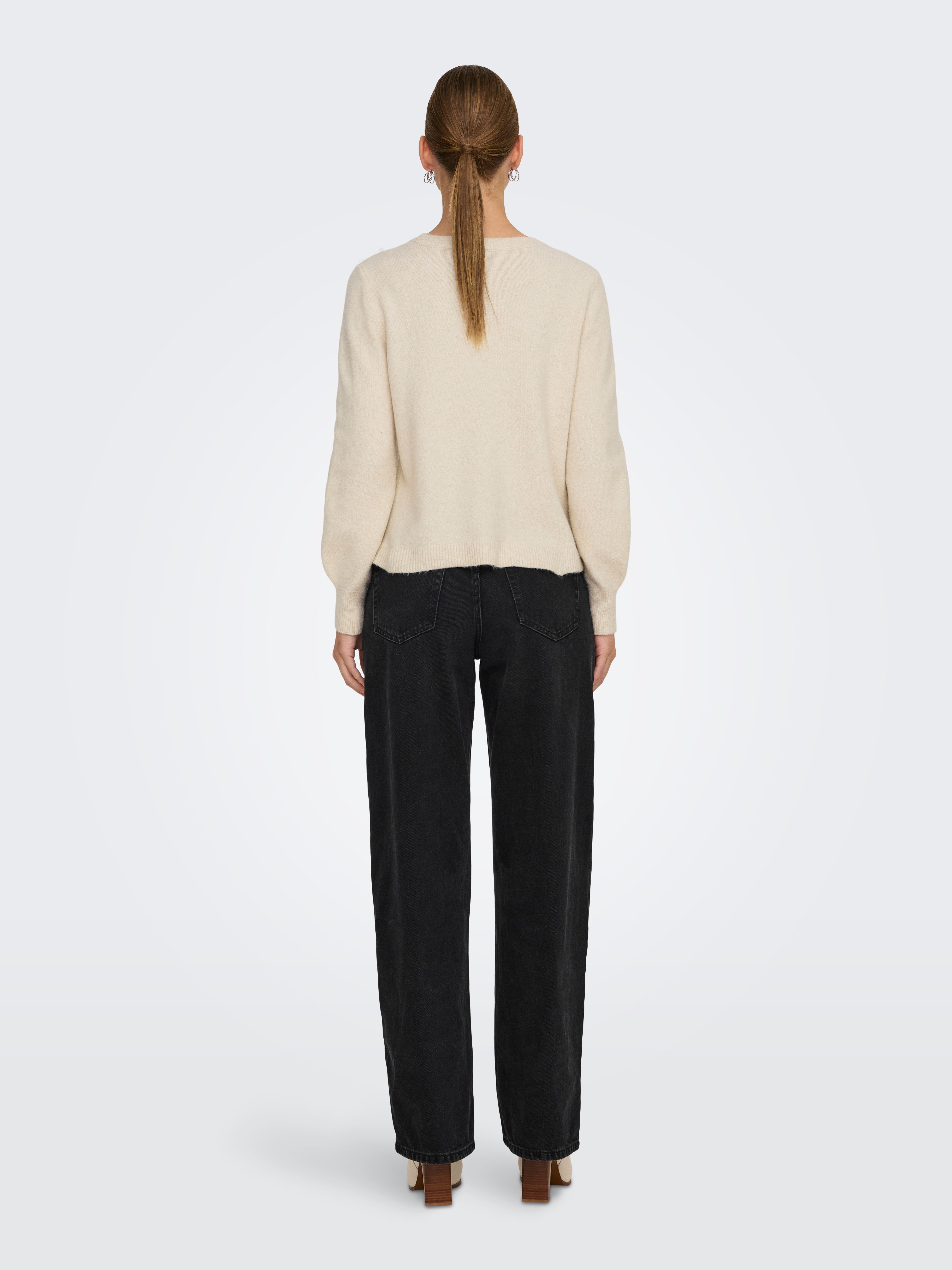 Only Gebreide trui ONLJEANETT LIFE LS BUTTON O-NECK CS KNT