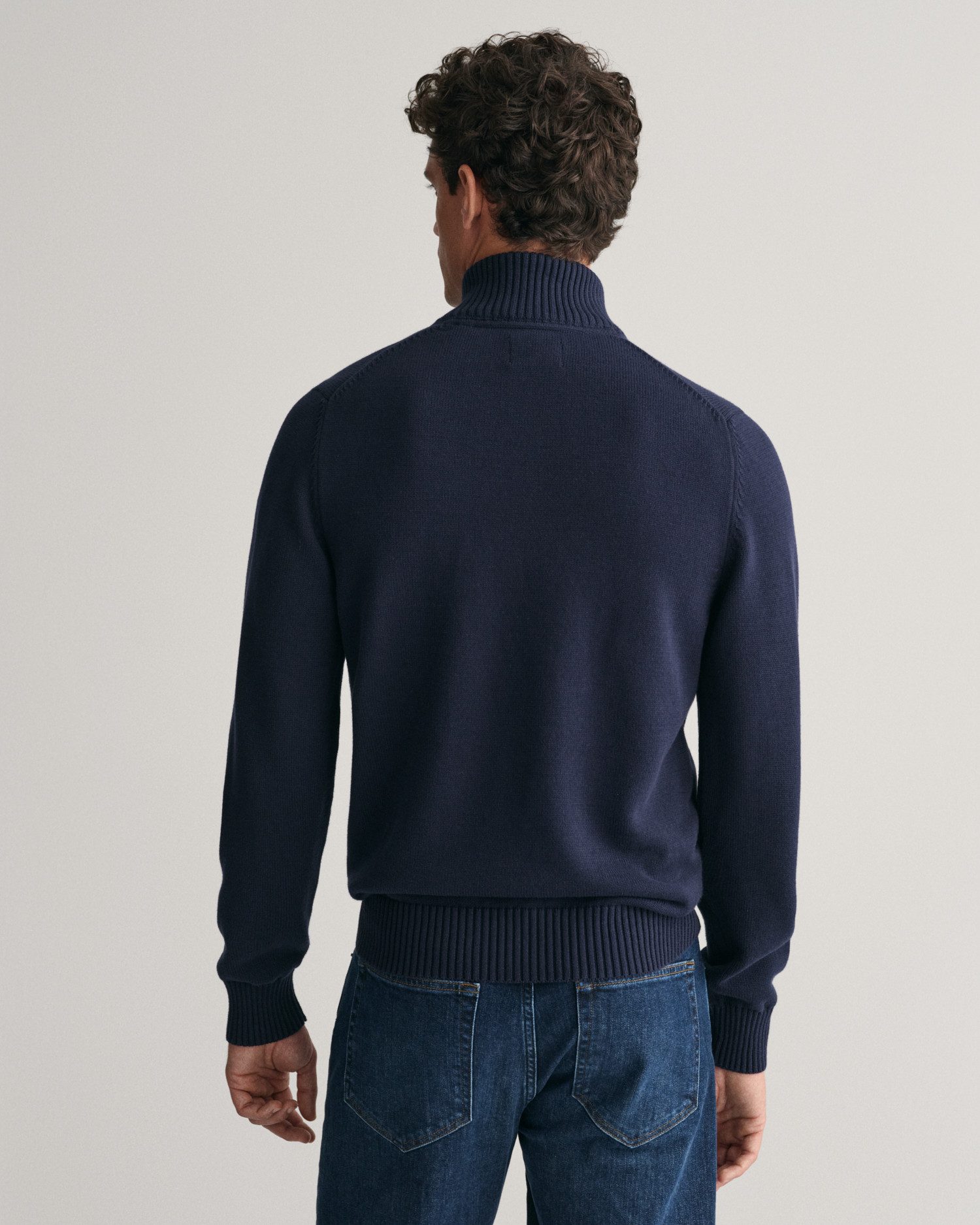 Gant Schipperstrui CASUAL COTTON HALFZIP met geborduurd grafisch logo op de borst