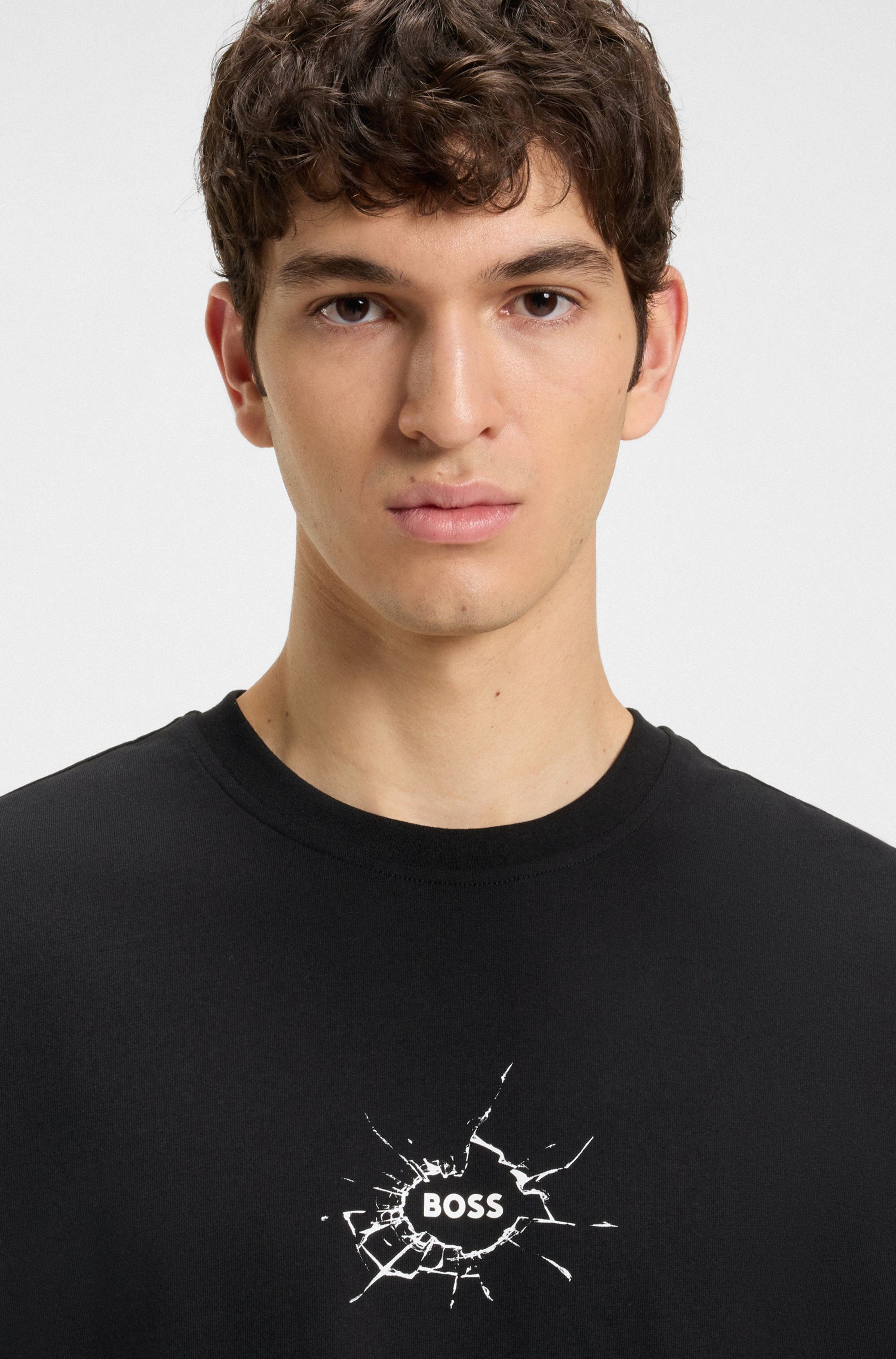 Boss Orange T-shirt Te voyage met coole logoprint
