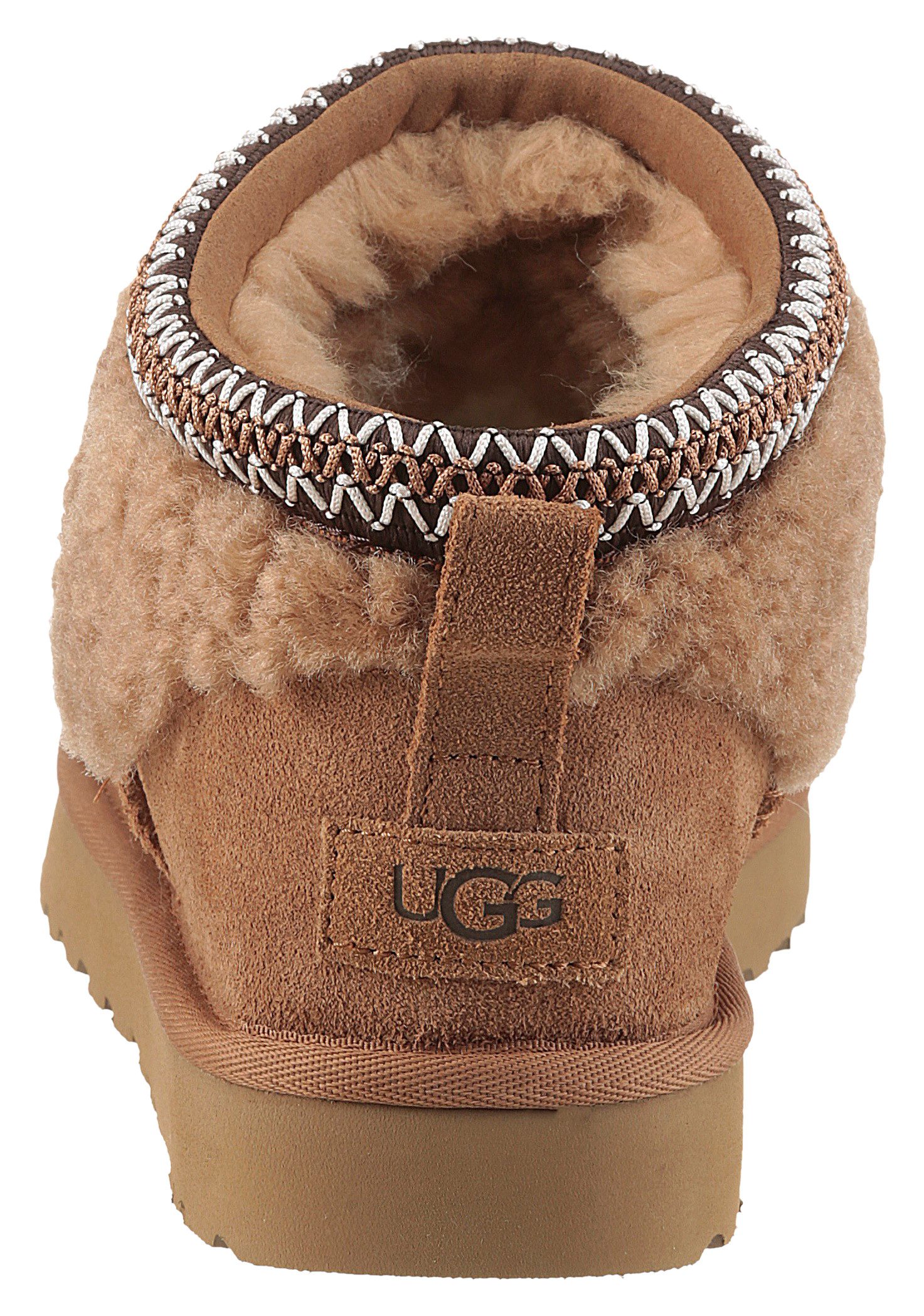 UGG Boots zonder sluiting CLASSIC ULTRA MINI MAXI CURLY winterlaarzen, snowboots met etnische textielband aan de schacht