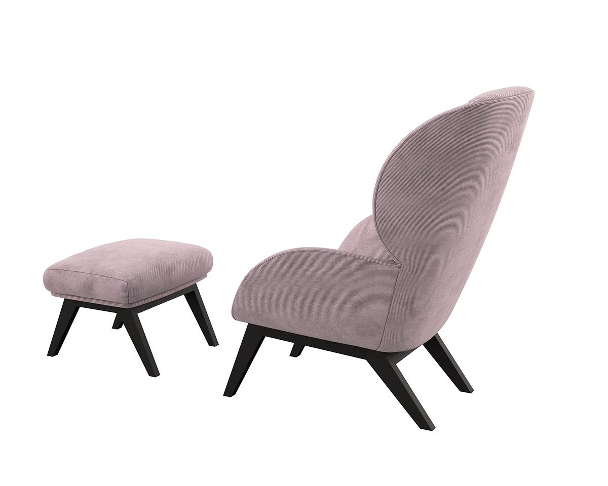 FLEXLUX Oorfauteuil Adria designstoel, loungestoel, Stijl & comfort, organische vorm, zwarte houten voet