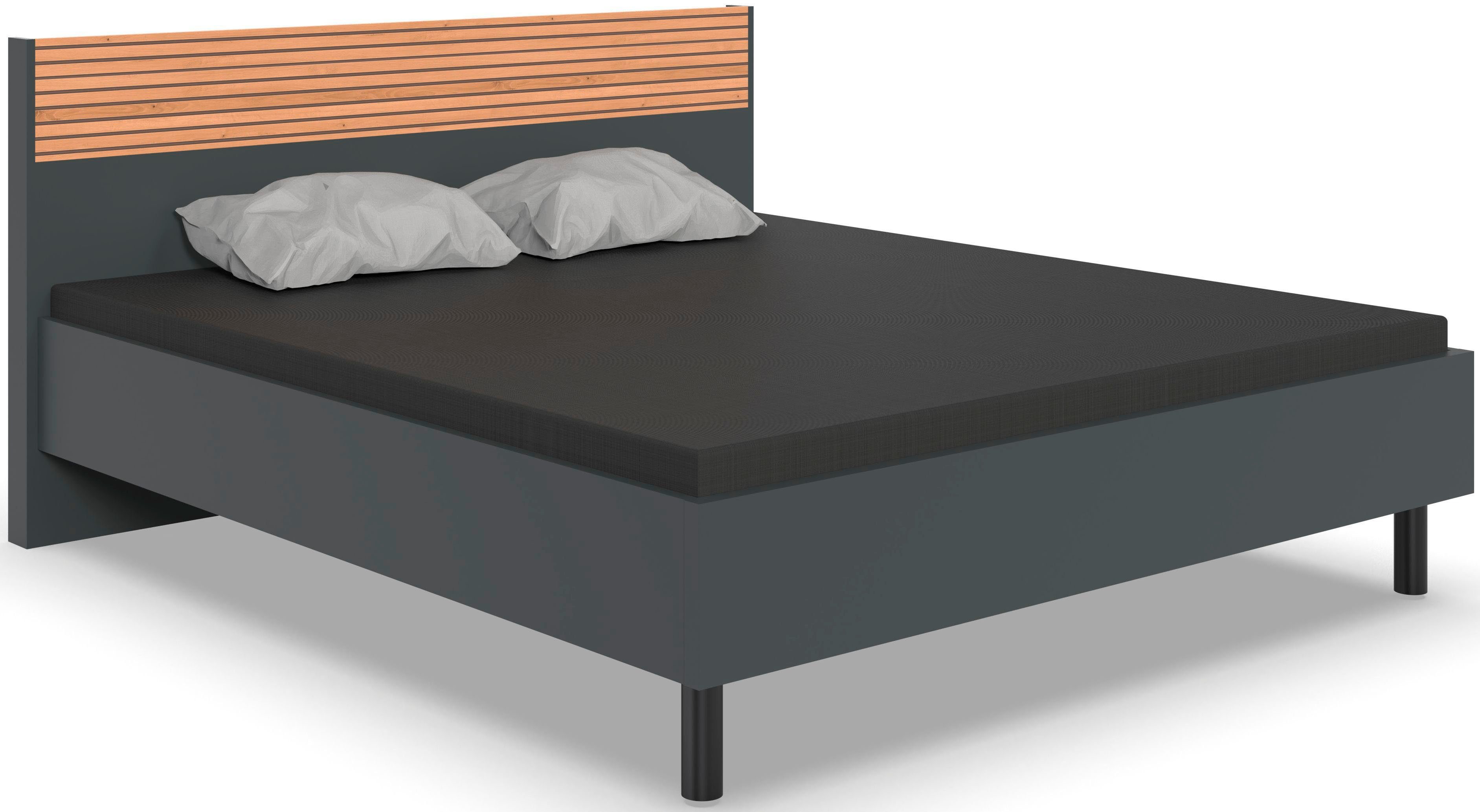 Wimex Bed Rotterdam Futonbed met akoestische lamellen imitatie in het hoofdbord bedden zwart