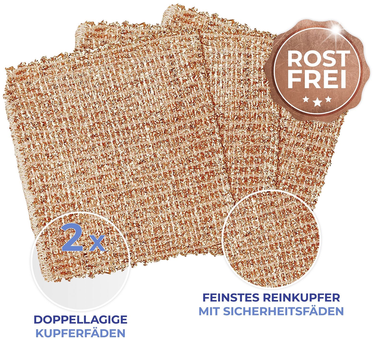 Maximex Reinigingsdoekje Koper doek verwijdert voorzichtig hardnekkig vuil, roestvrij en uitwasbaar (set, 10 stuks)