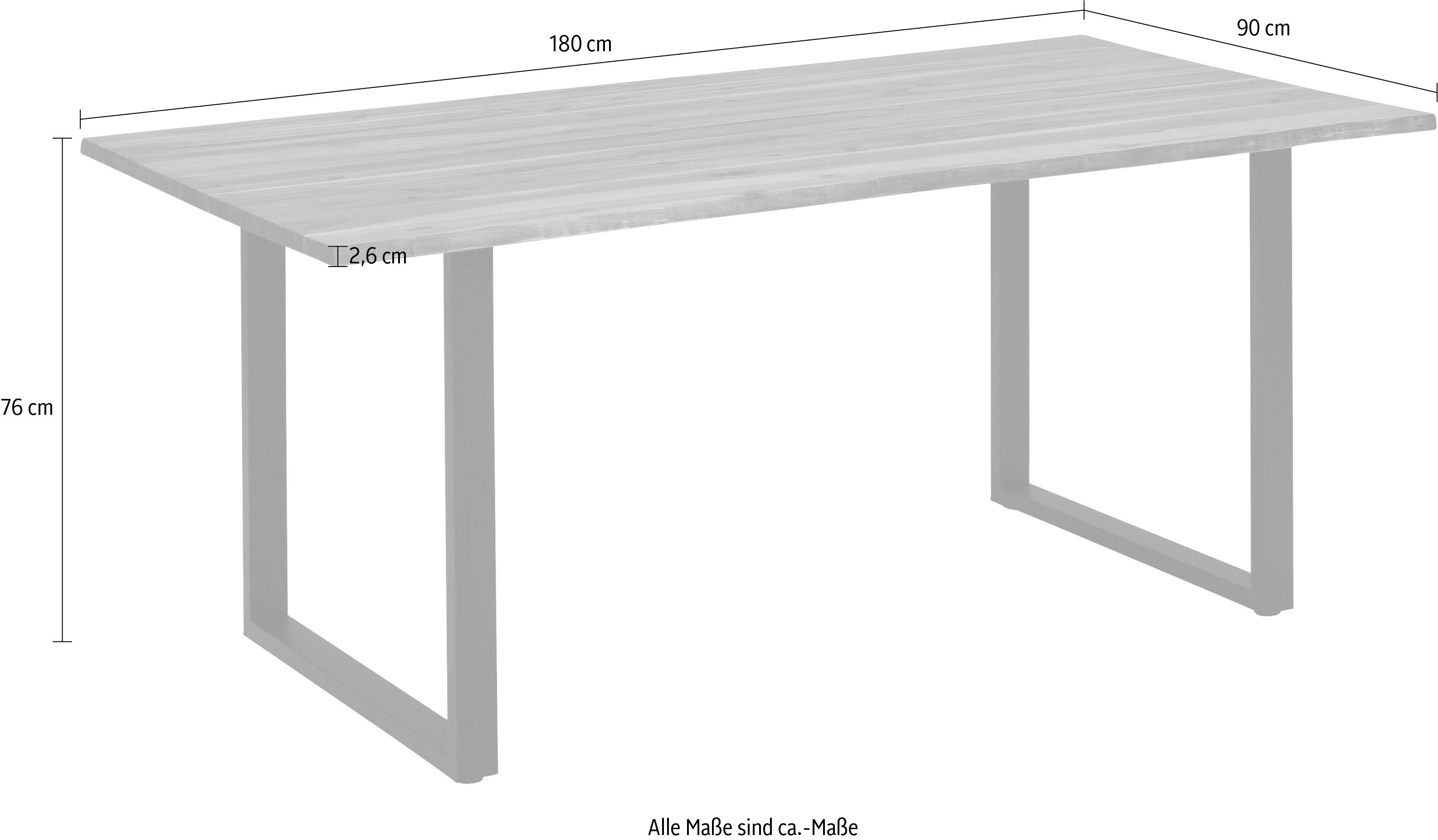 Home affaire Tafel met hout Jenny I Massief hout, dikte van het tafelblad 26 mm, in verschillende afmetingen