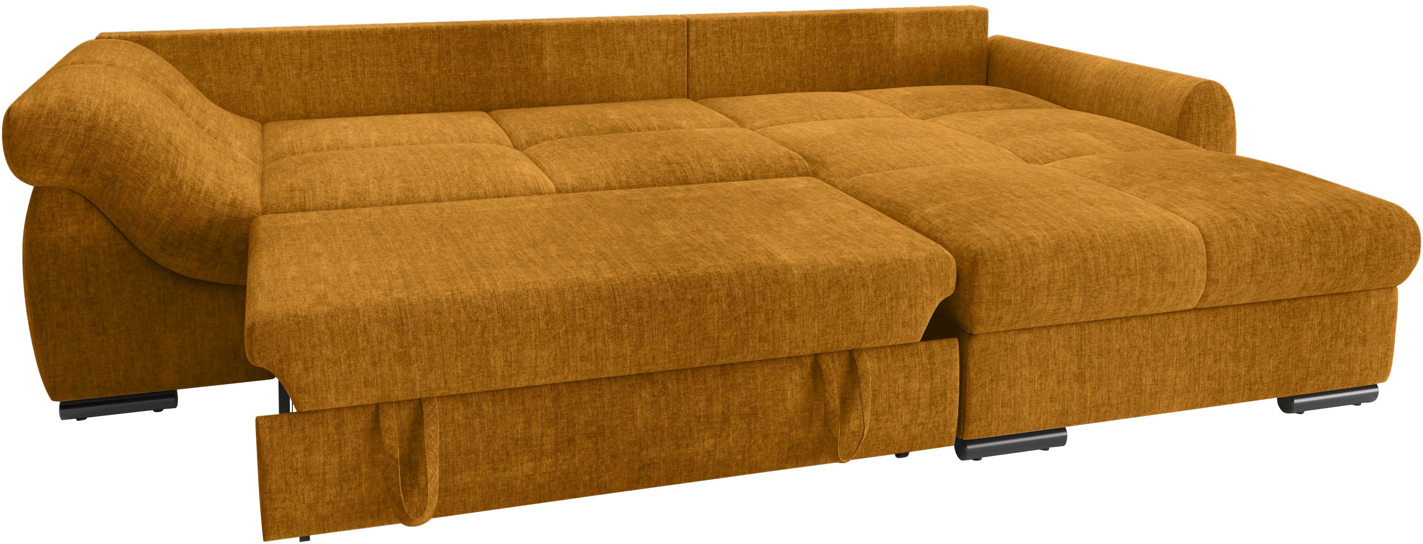 Mr. Couch Hoekbank Livorno L-vorm incl. hoogslaper beduitbreiding, xl bedbox wit gecoat