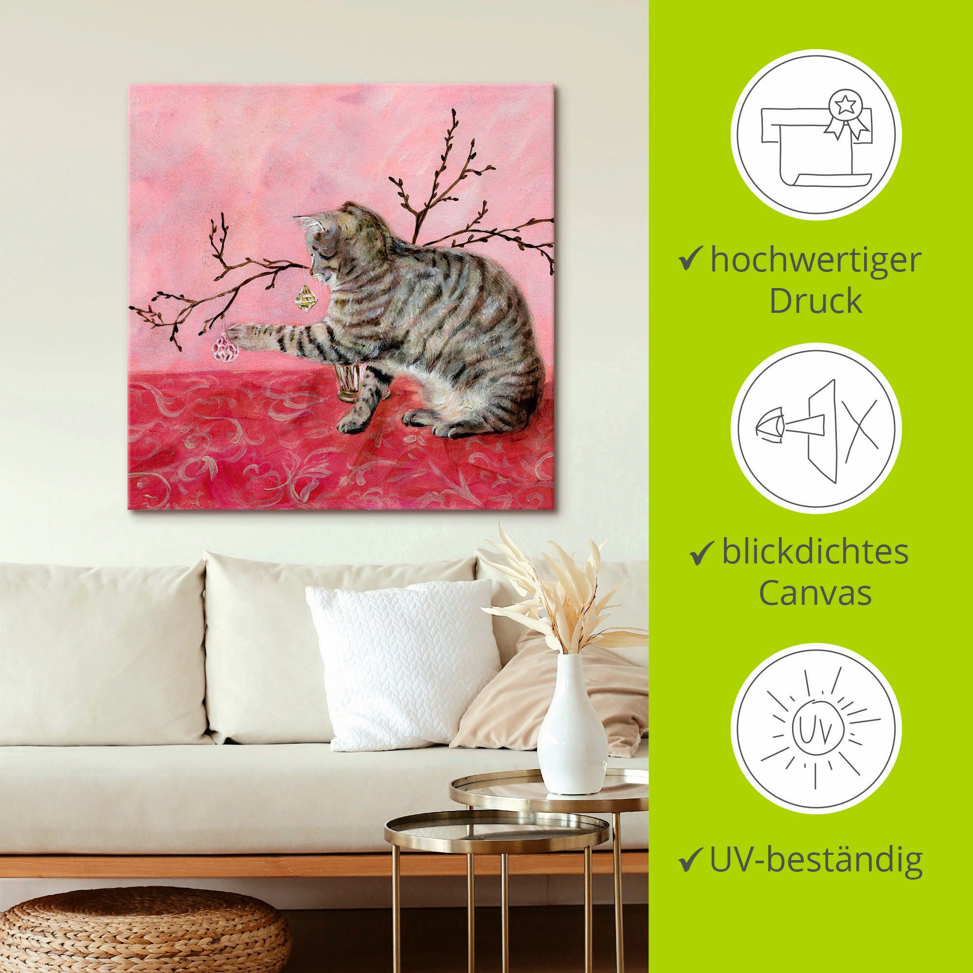 Artland Artprint op linnen Kattenspel gespannen op een spieraam