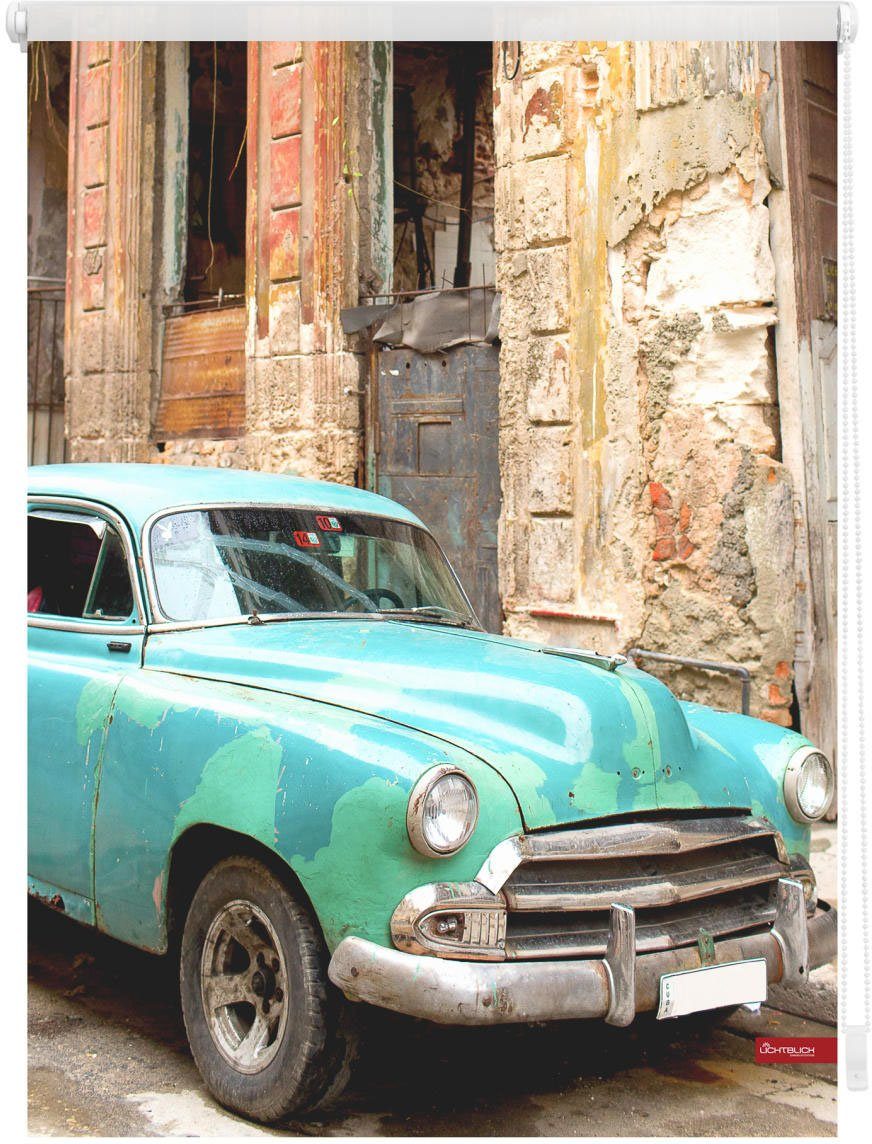 LICHTBLICK Rolgordijn met zijbediening Rolgordijn Klemmfix, zonder boren, verduistering, Cuba - turquoise bruin (1 stuk)