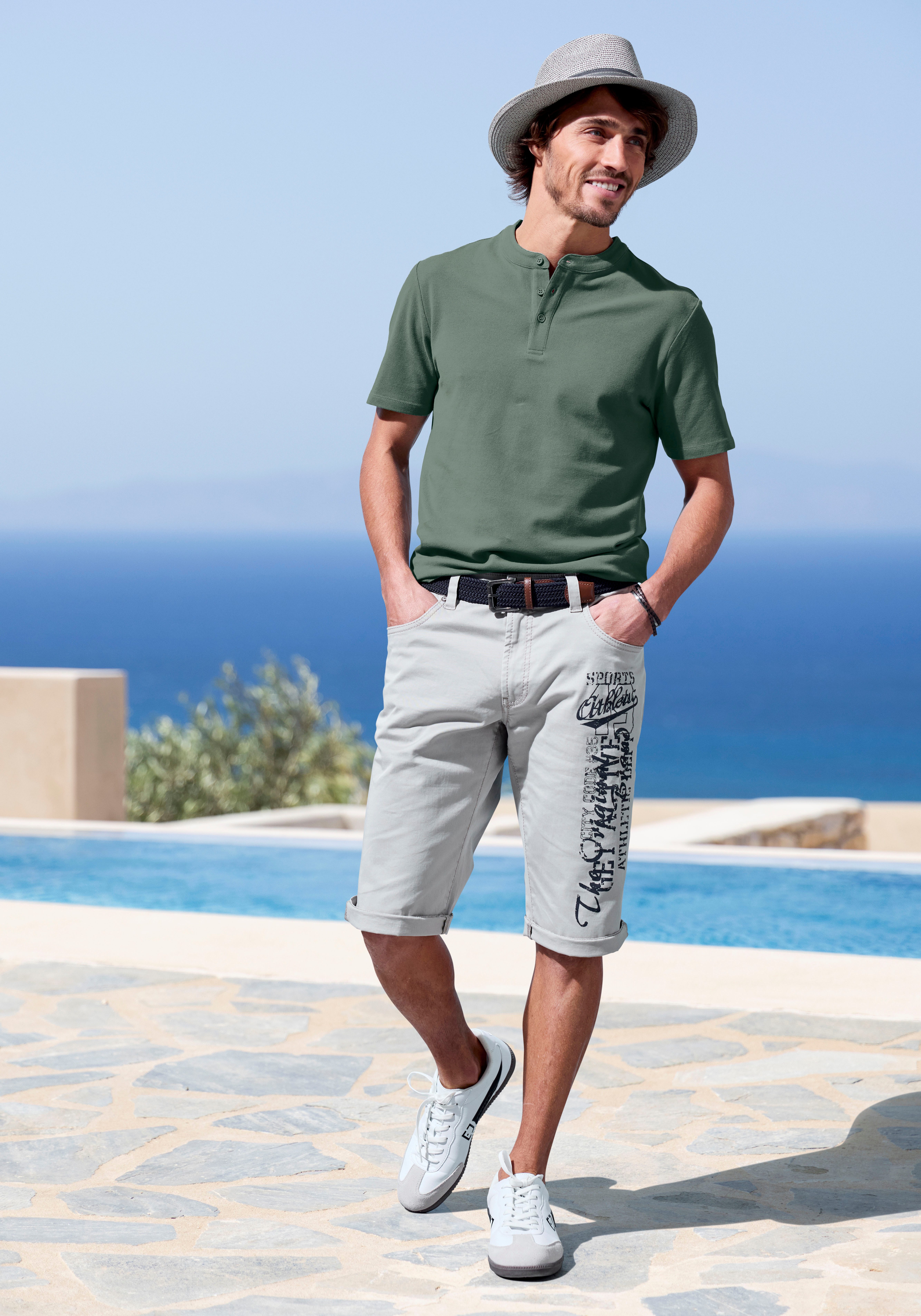 John Devin Poloshirt Met opstaande kraag Regular-Fit, van katoen-piqué