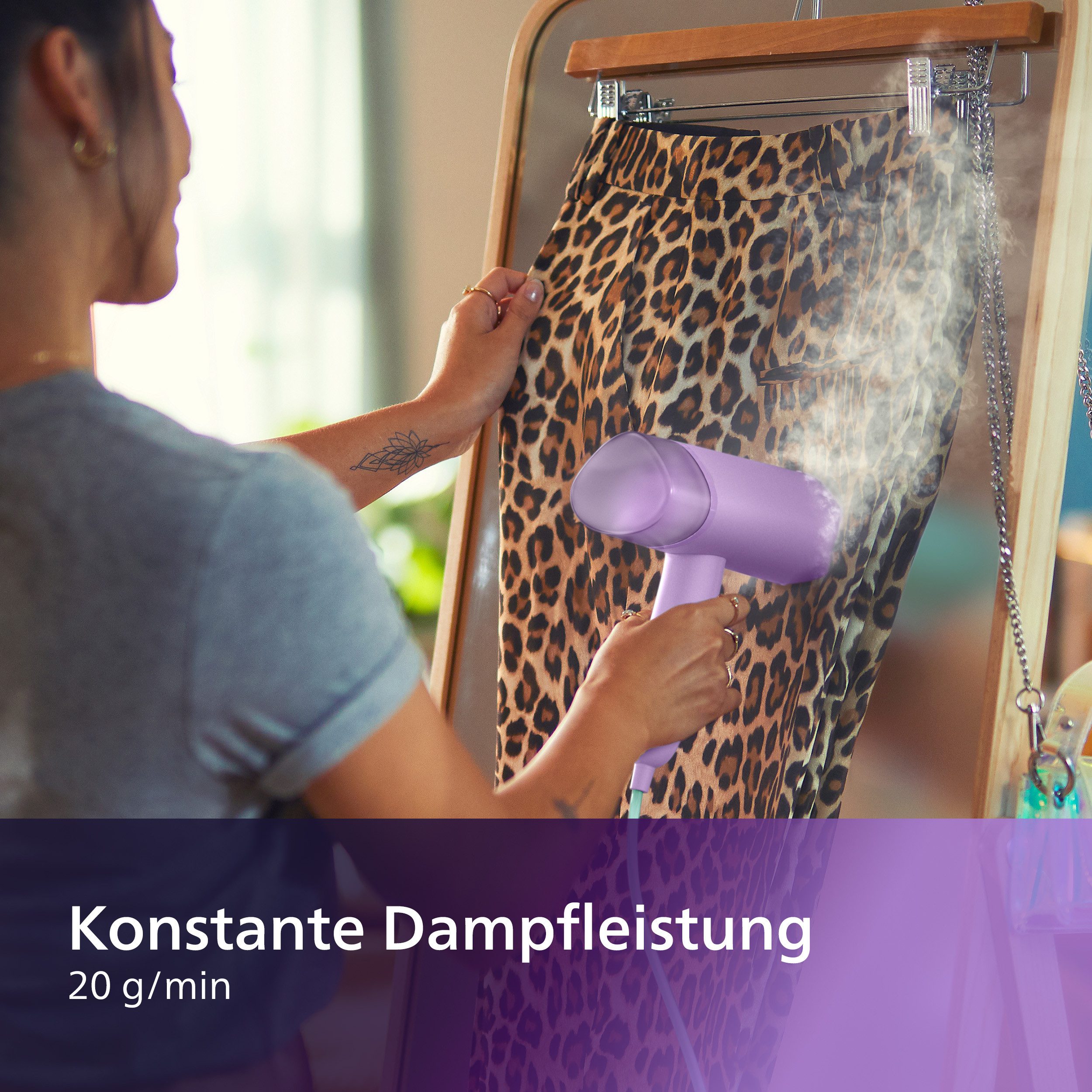 Philips Stoomborstel STH3010 "Traveller", 100 ml afneembare watertank compacte en opvouwbare stoomreiniger, inclusief opbergtas