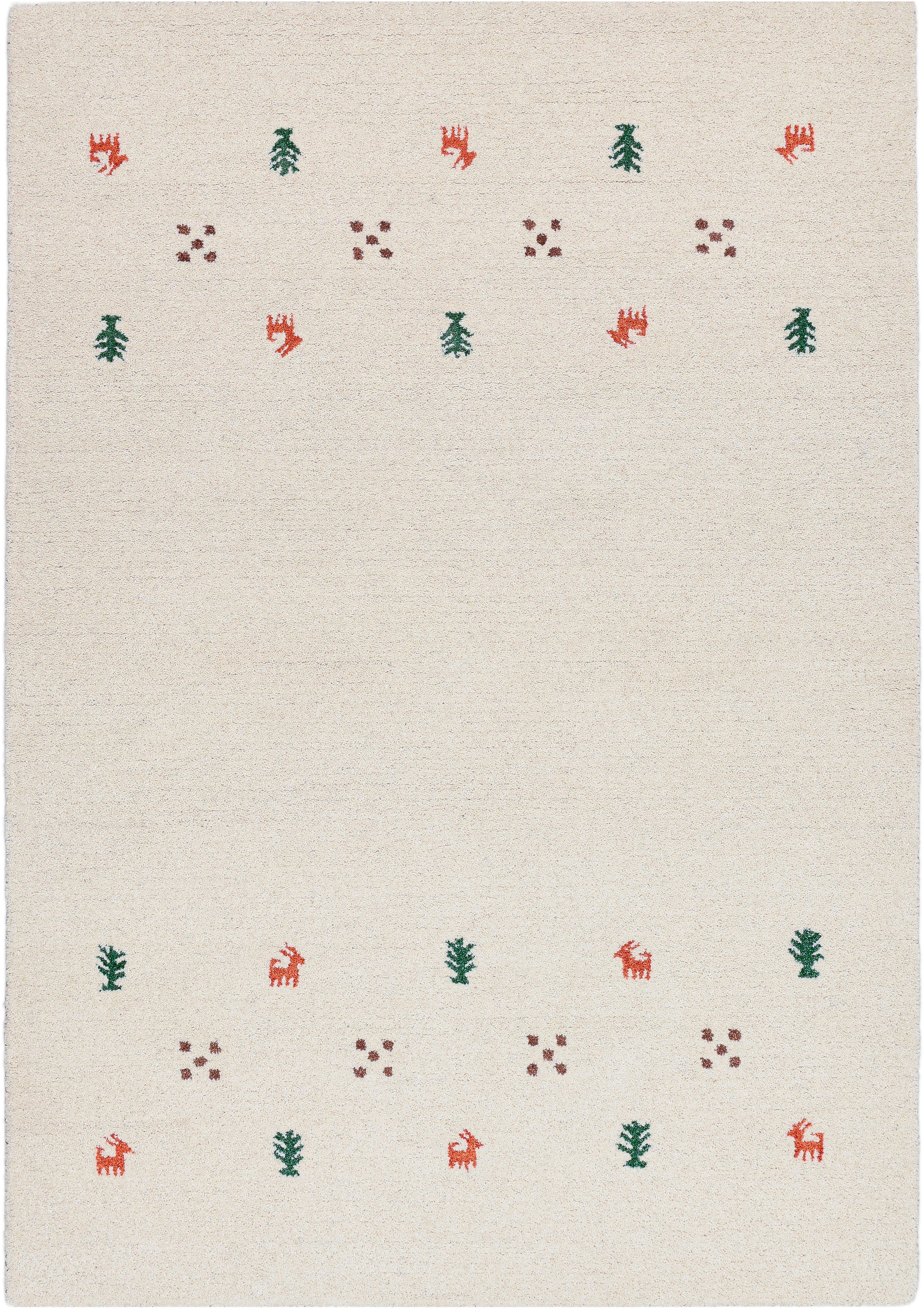 THEKO Wollen kleed Gabbeh motief, handgeweven tapijt, dierenmotief, 100% wol, handgeweven