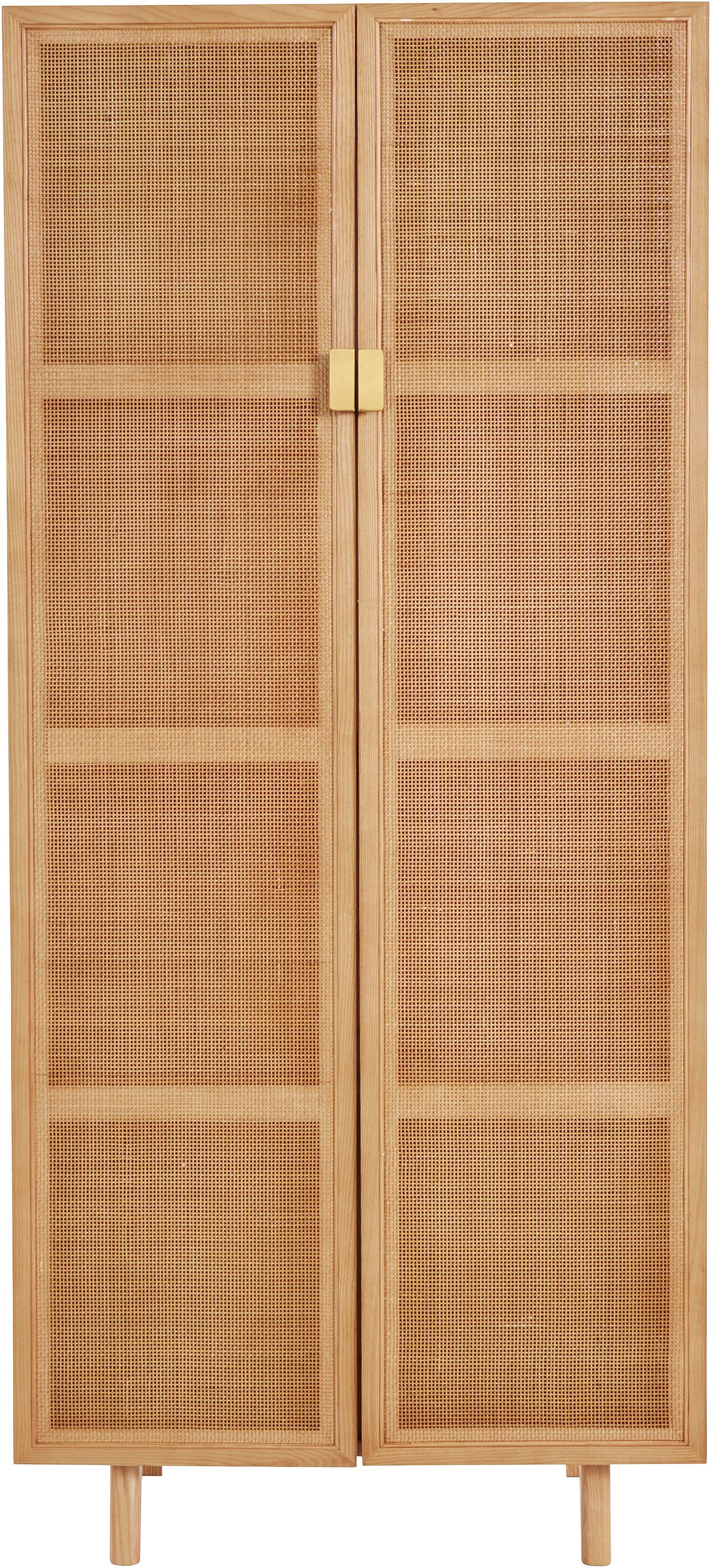LeGer Home by Lena Gercke Highboard Lina Met rotan inzet, 4 binnenvakken, gedeeltelijk massief