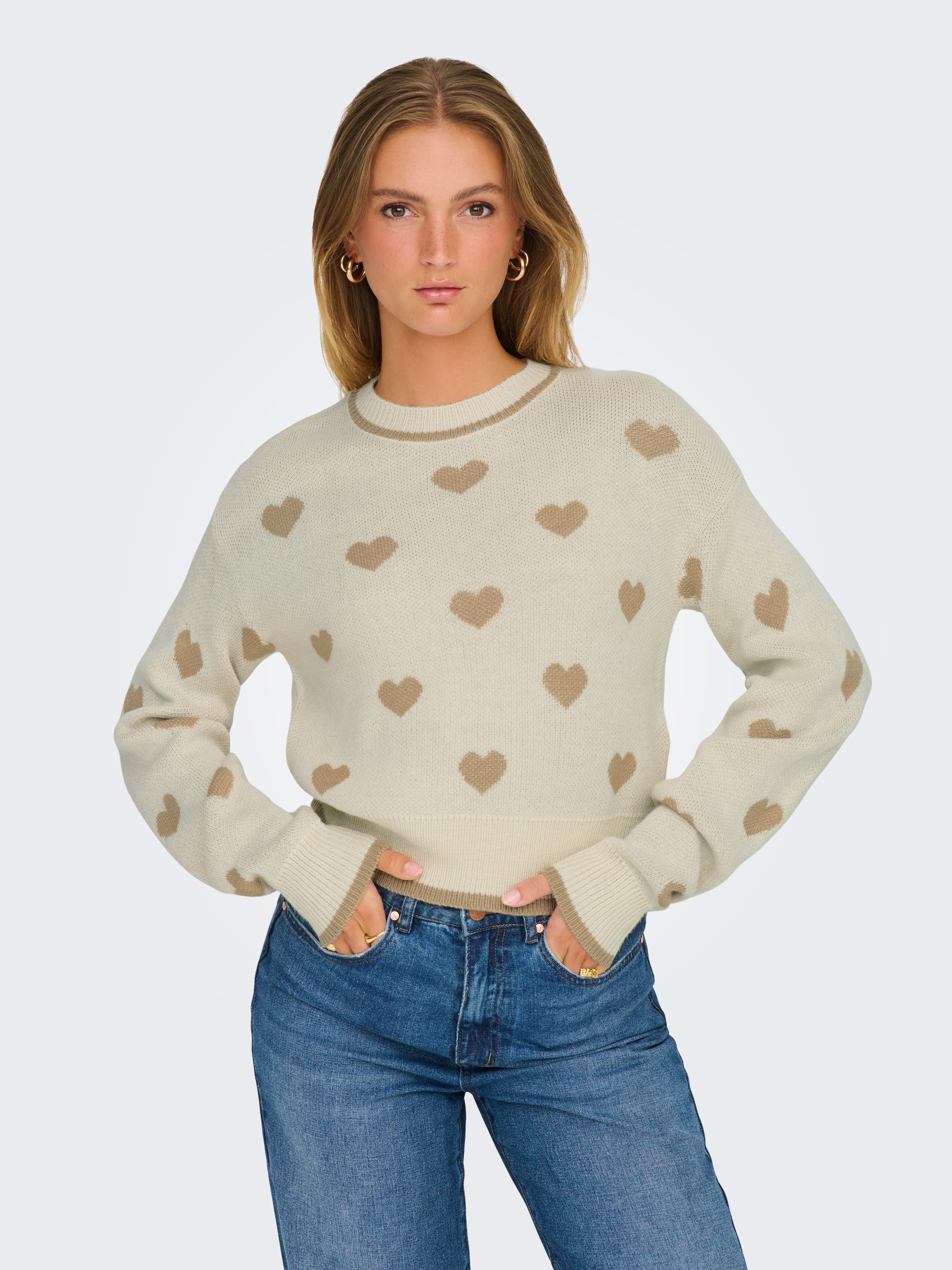 JDY Trui met ronde hals ROMANCE L S JACQ. PULLOVER KNT NOOS