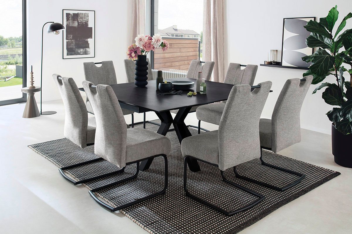 MCA furniture Eettafel PALLINI uitschuifbare tafel 90-150 cm Keramiek, metaal, lengteschuif, uittrekbaar, tafelblad 13 mm