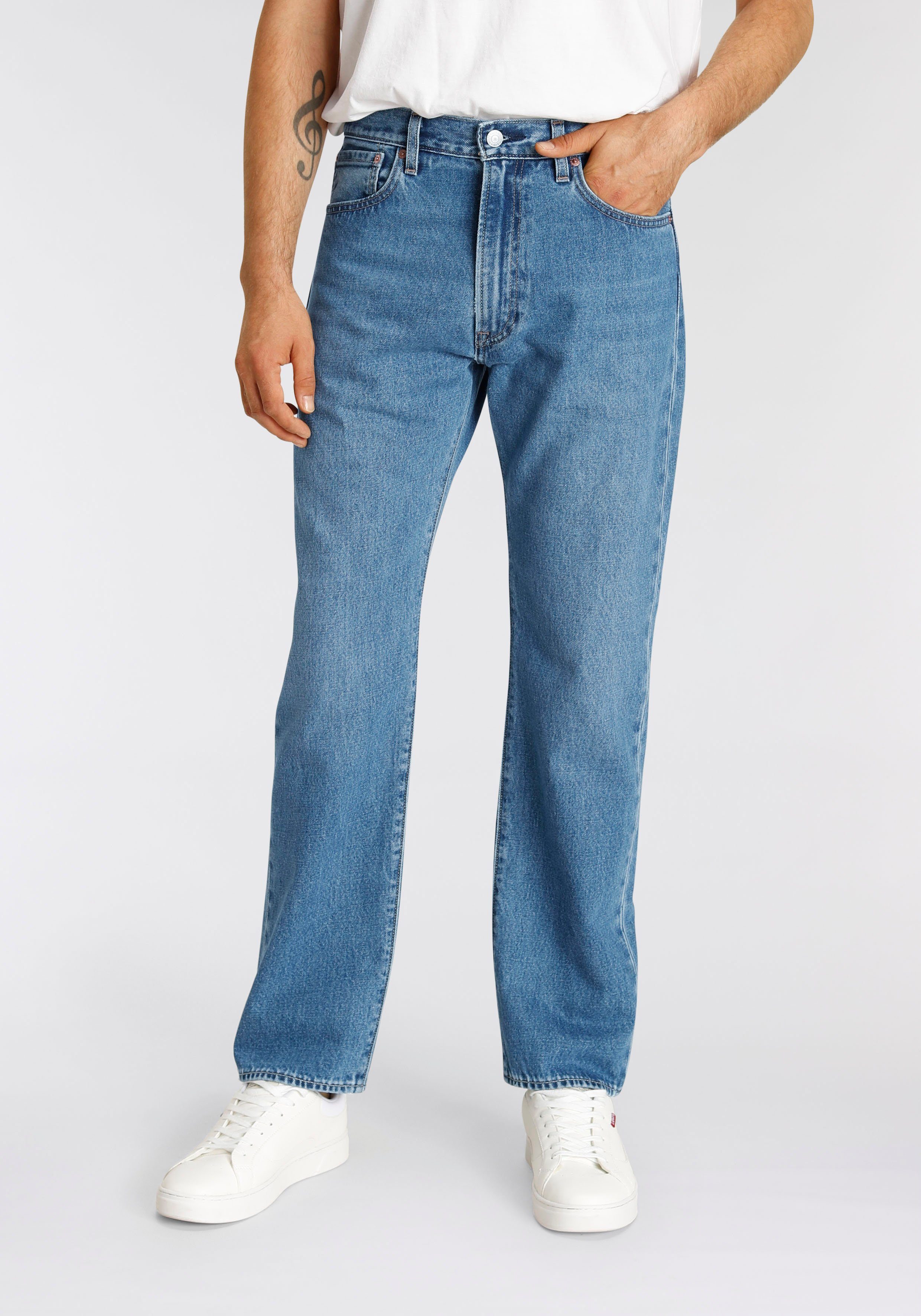 Levi's Straight jeans 551Z AUTHENTIC met leren badge heren straight jeans maat 34 blauw