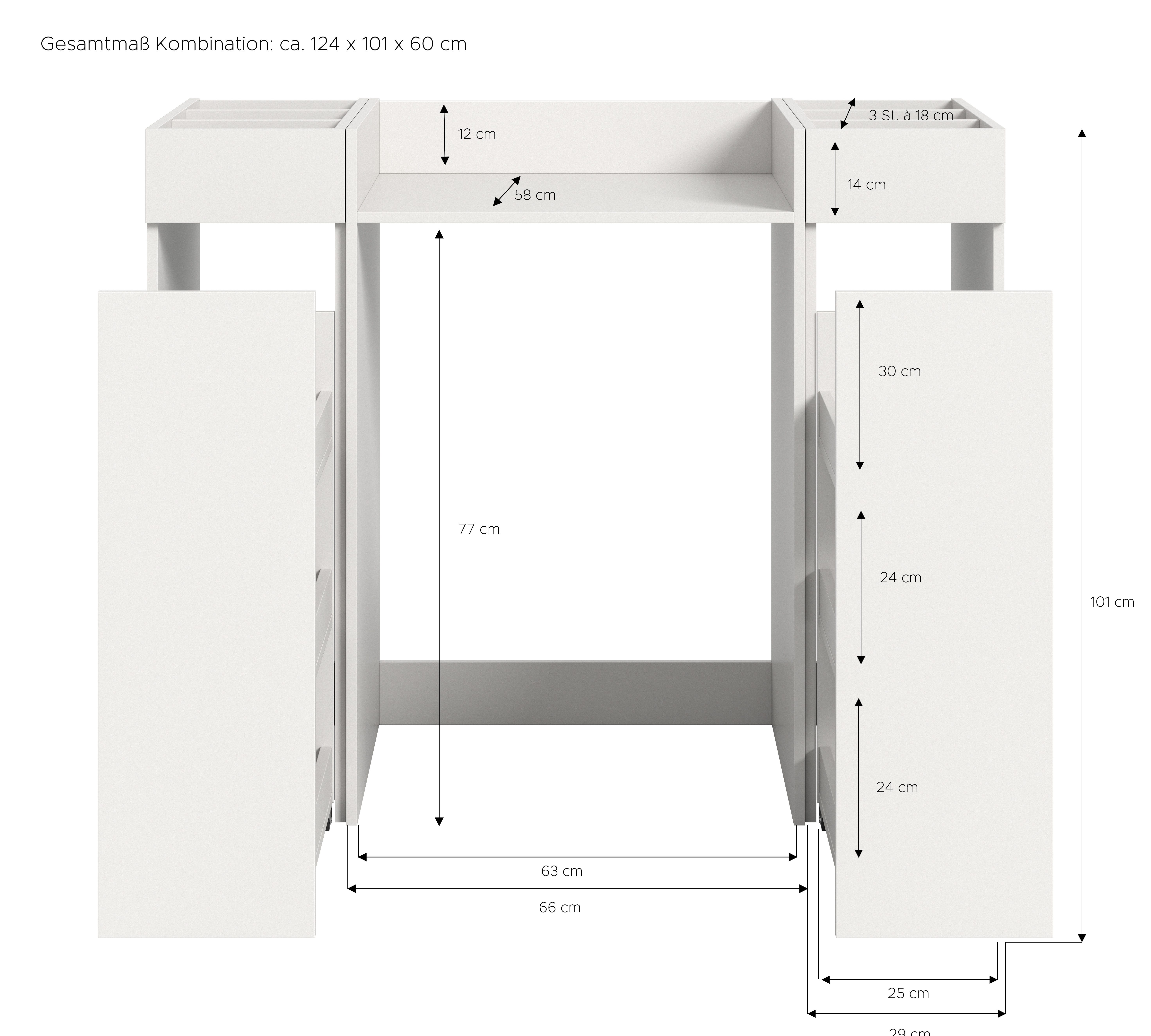 welltime Badmeubelset Falas, 3-delig, bestaande uit: 2x badkamerrek & wasmachine ombouwkast Combinatie, set, badcombinatie, badkamer, organizer, rollenkast, ombouwkast (3 stuks)
