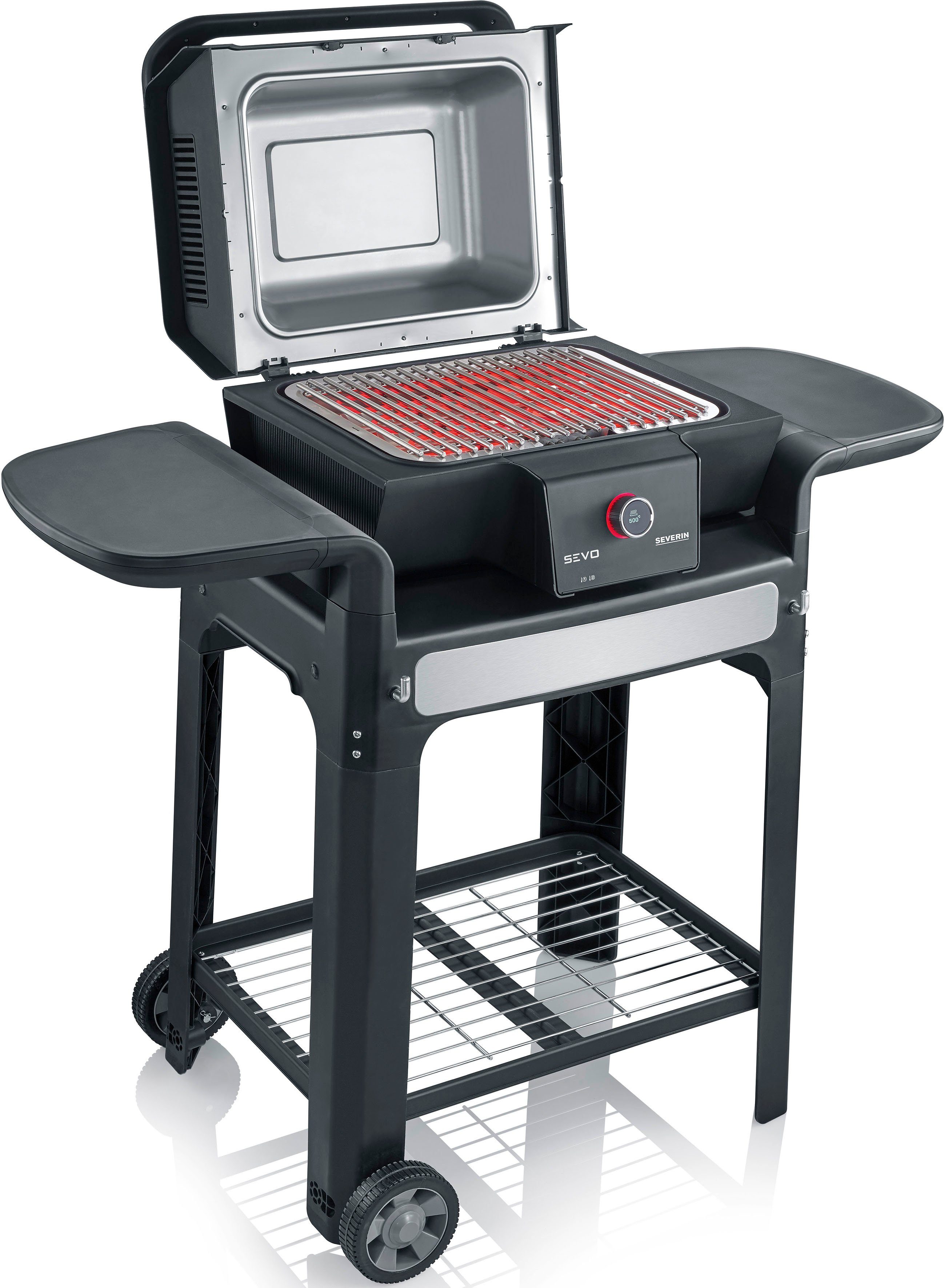 Severin Staande elektrische barbecue SEVO GTS PG 8107 snelle start, safe touch-oppervlak, ook als tafelgrill te gebruiken