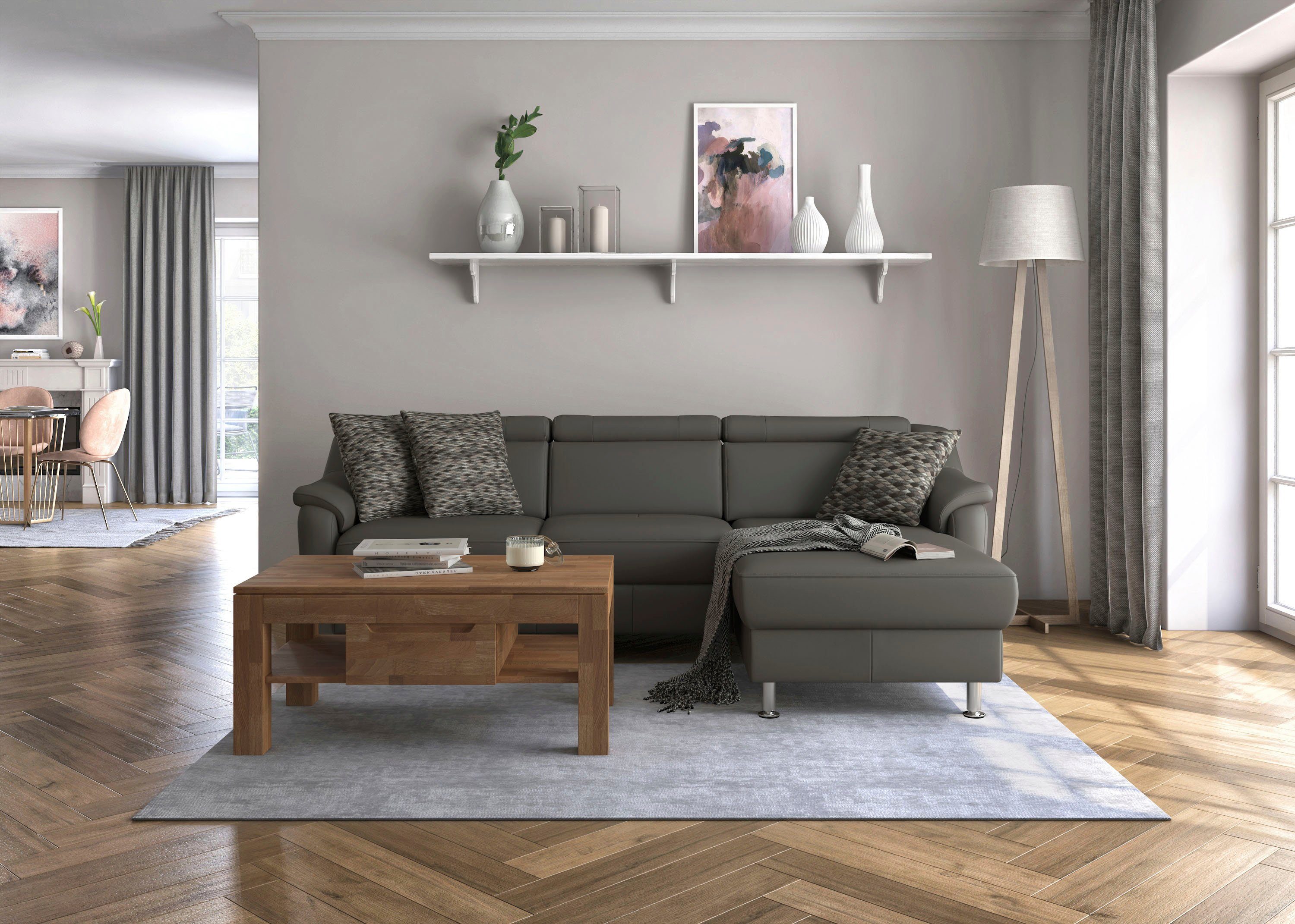 sit&more Hoekbank Freetown L-vorm met verstelbare hoofdsteun en comfortabele binnenvering